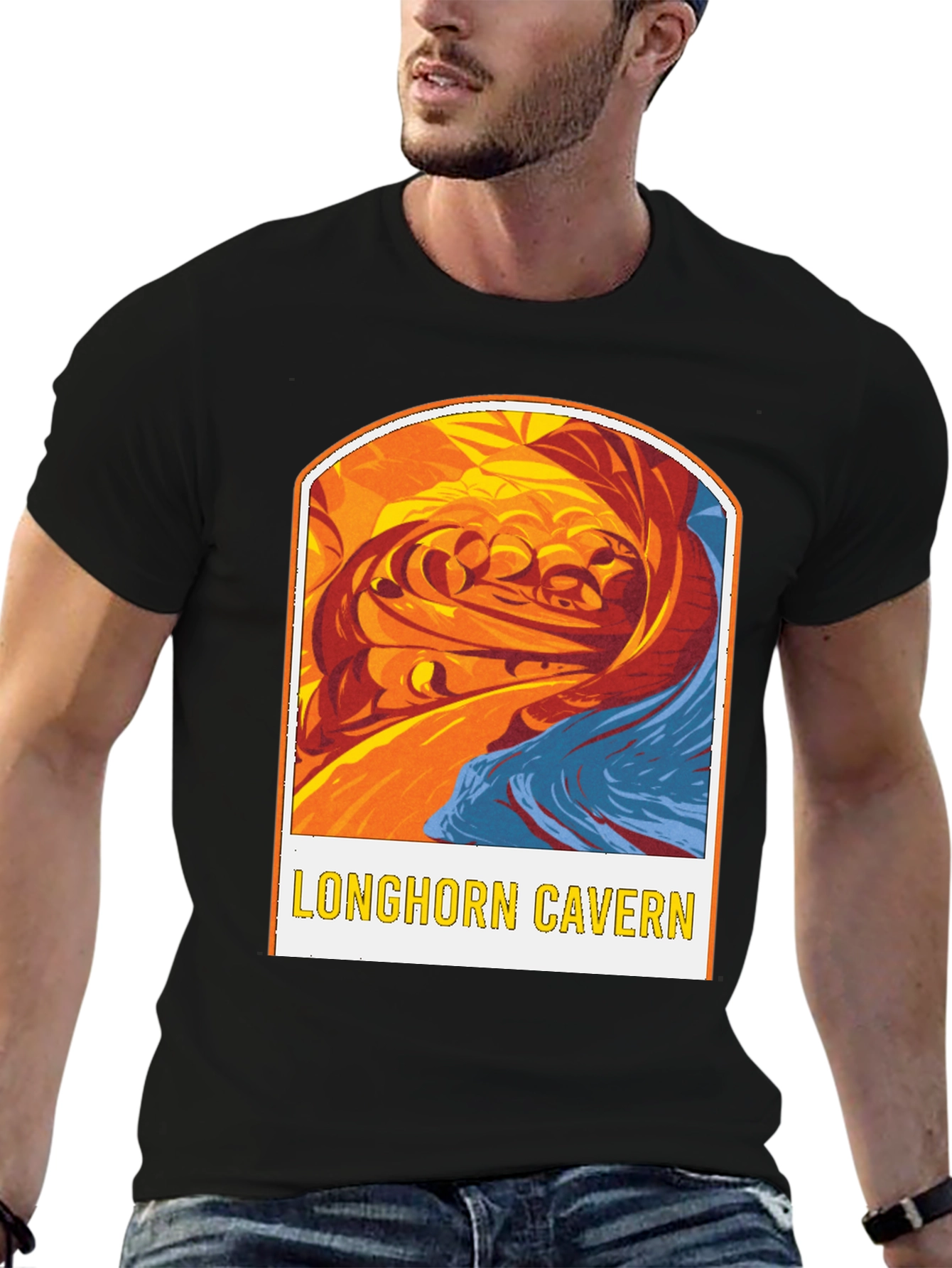 Longhorn Cavern Graphic Tee - Black Cotton Blend