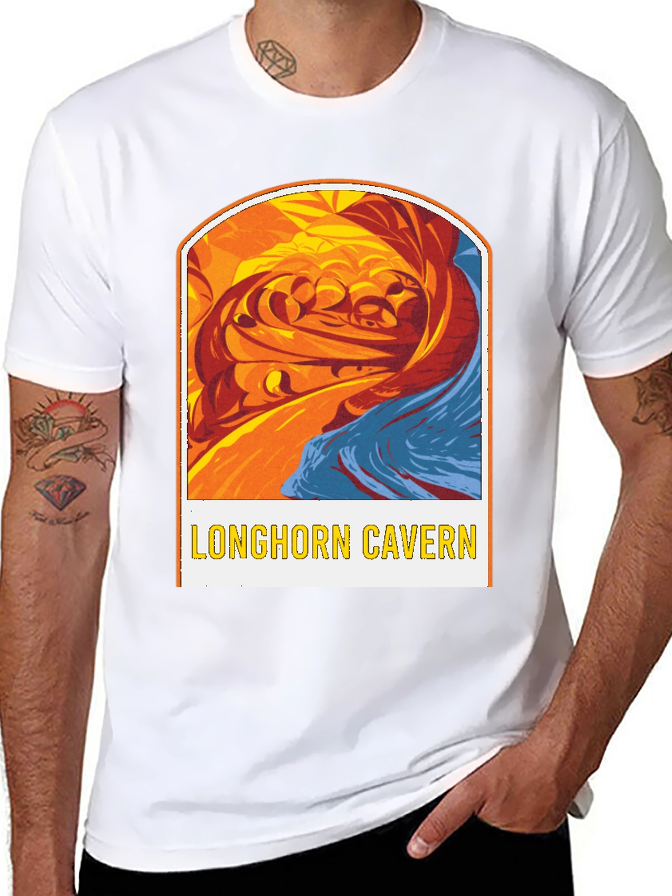 Longhorn Cavern Graphic Tee - Black Cotton Blend