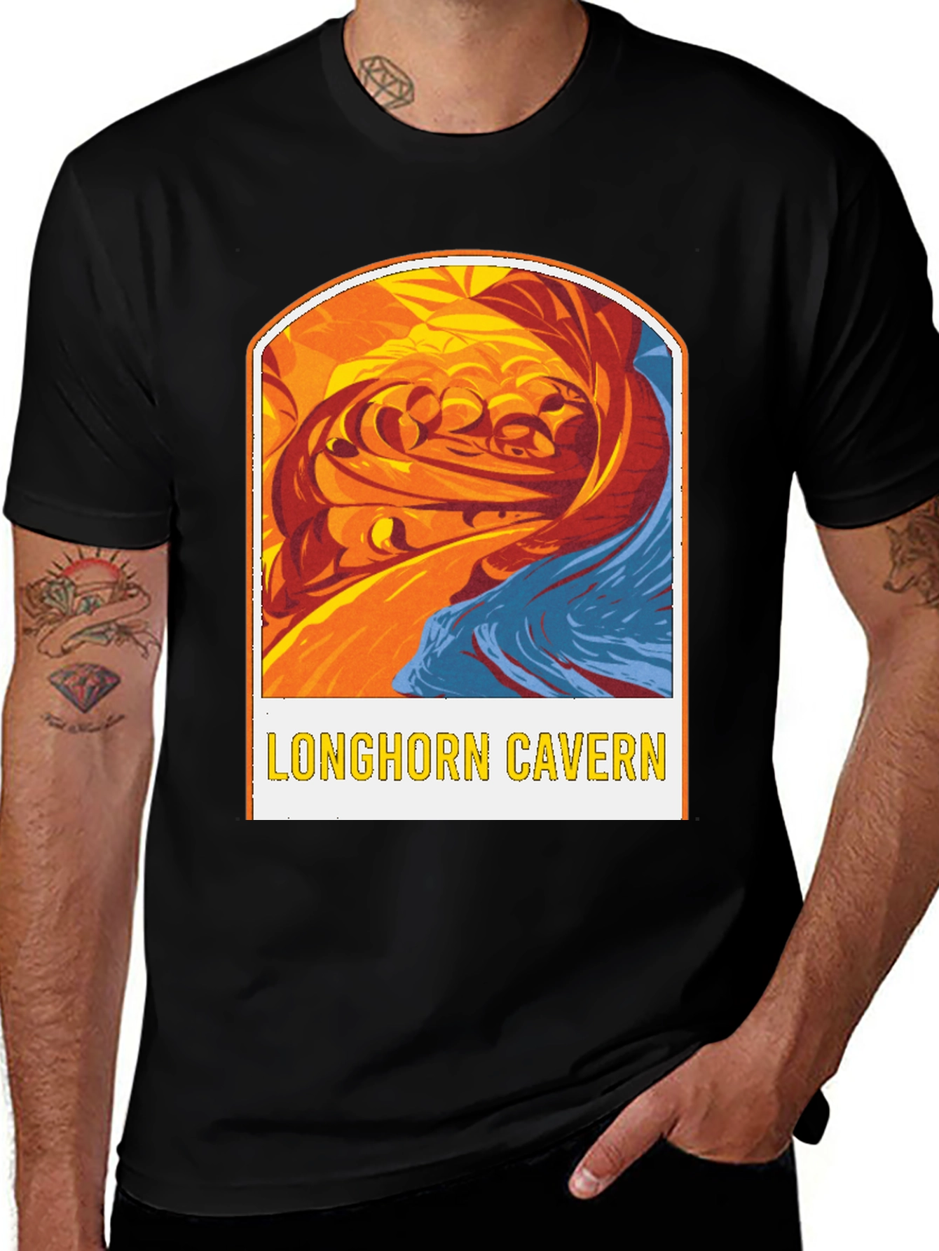 Longhorn Cavern Graphic Tee - Black Cotton Blend