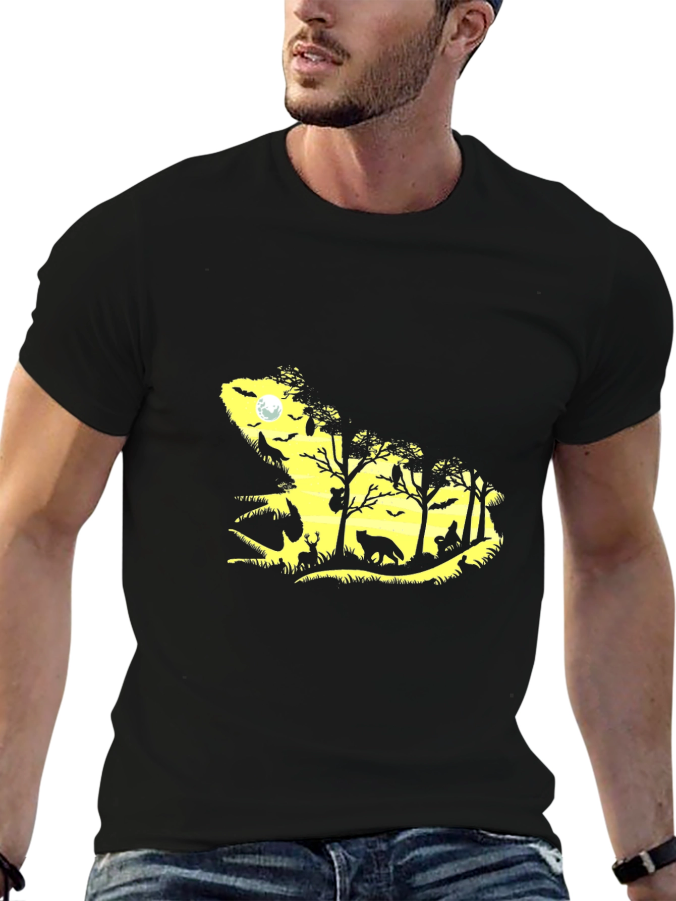 Nature Silhouette Graphic Tee - Black T-Shirt