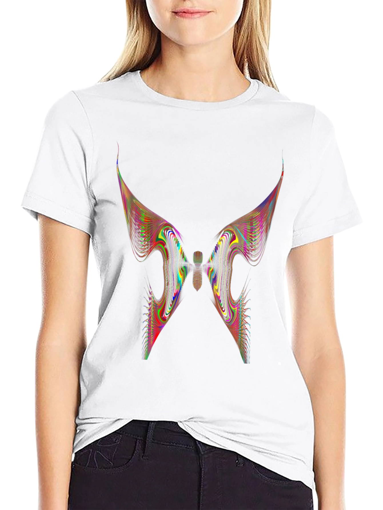 Abstract Butterfly Wing Graphic Black T-Shirt