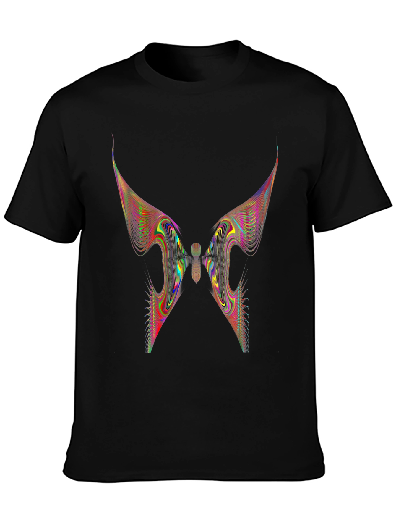 Abstract Butterfly Wing Graphic Black T-Shirt
