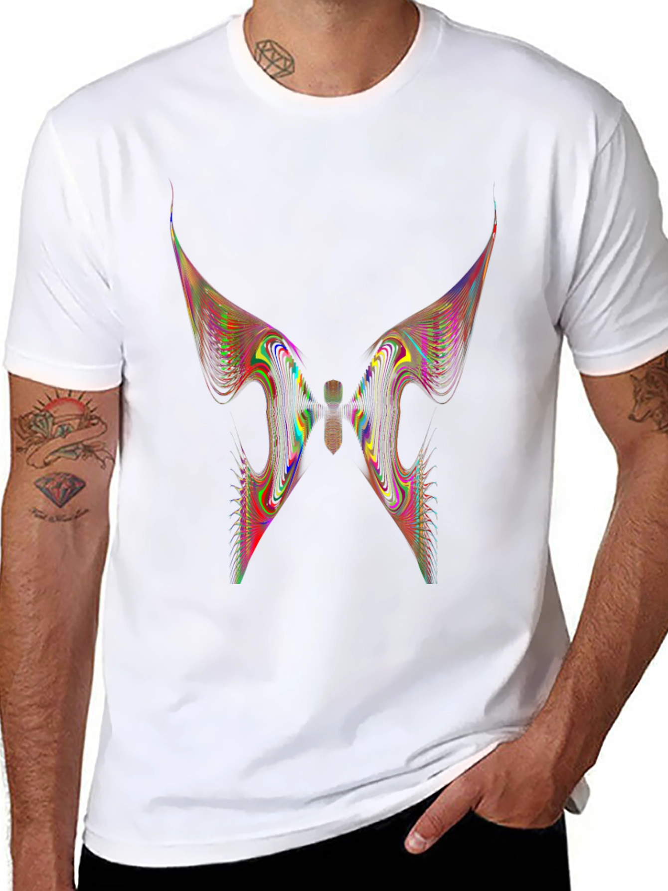 Abstract Butterfly Wing Graphic Black T-Shirt