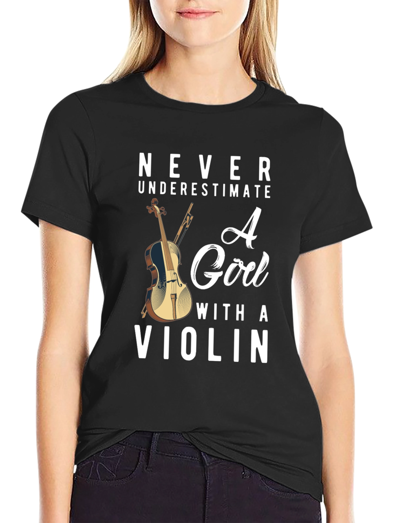 Never Underestimate A Girl With A Violin T-Shirt