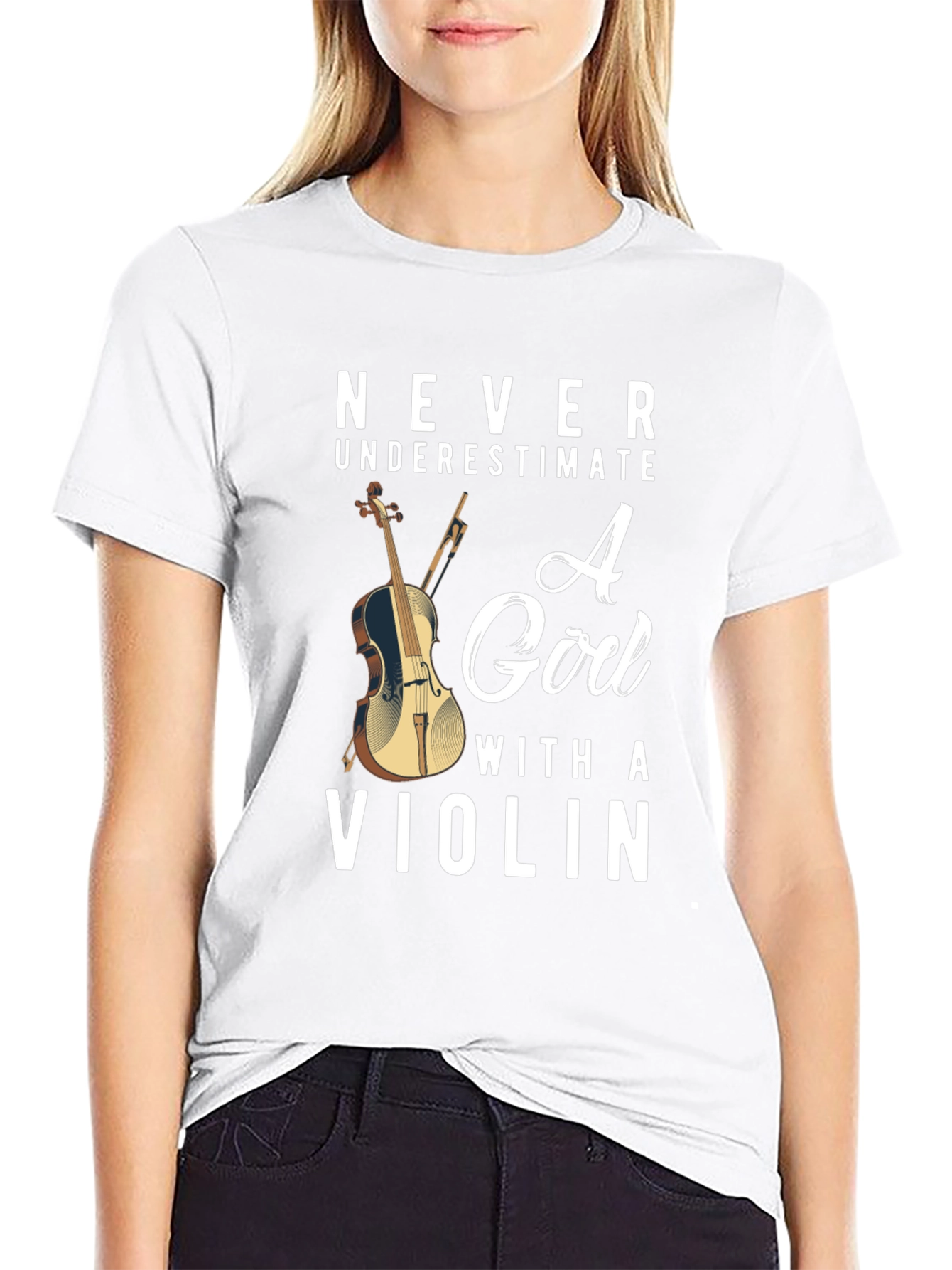 Never Underestimate A Girl With A Violin T-Shirt