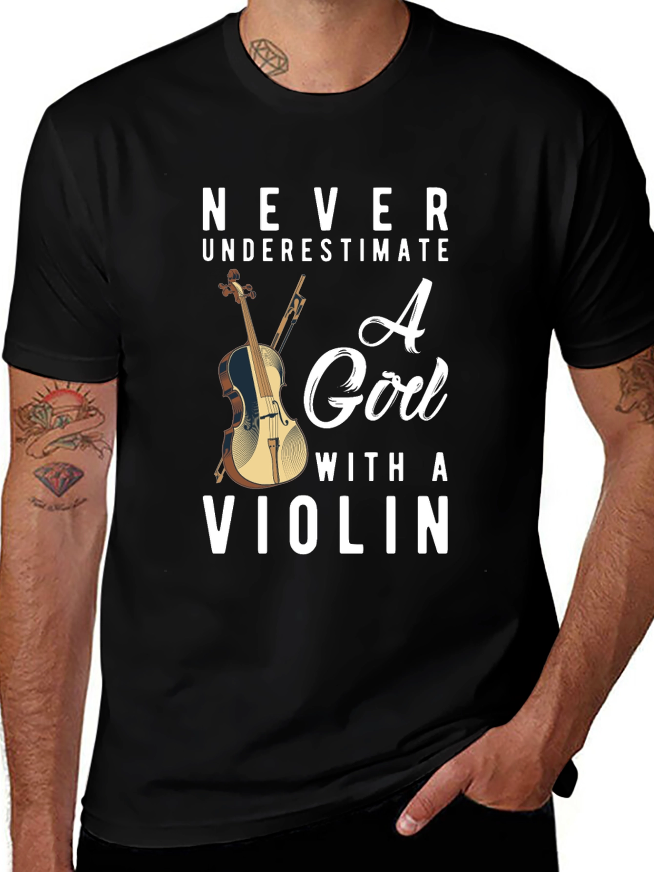 Never Underestimate A Girl With A Violin T-Shirt