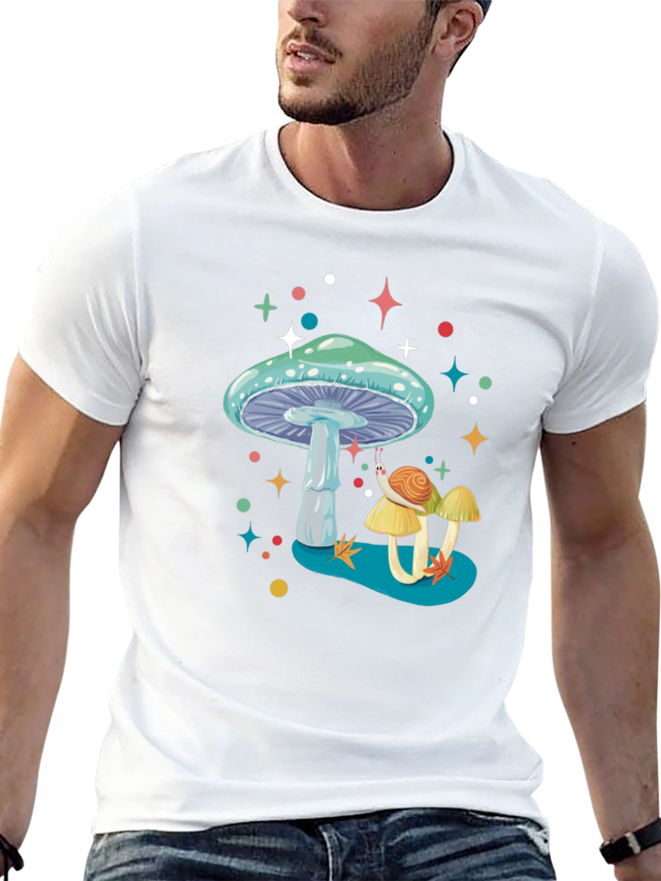 Mushroom & Snail Graphic Tee - Funky Style