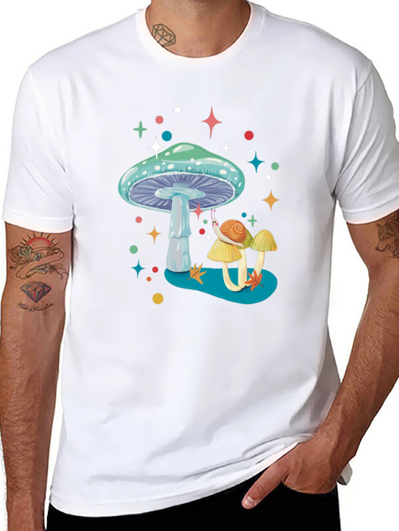 Mushroom & Snail Graphic Tee - Funky Style