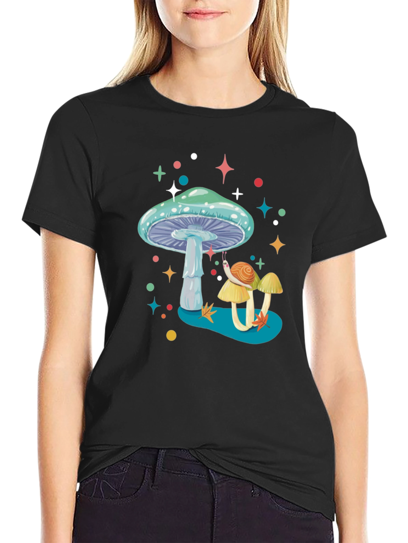 Mushroom & Snail Graphic Tee - Funky Style