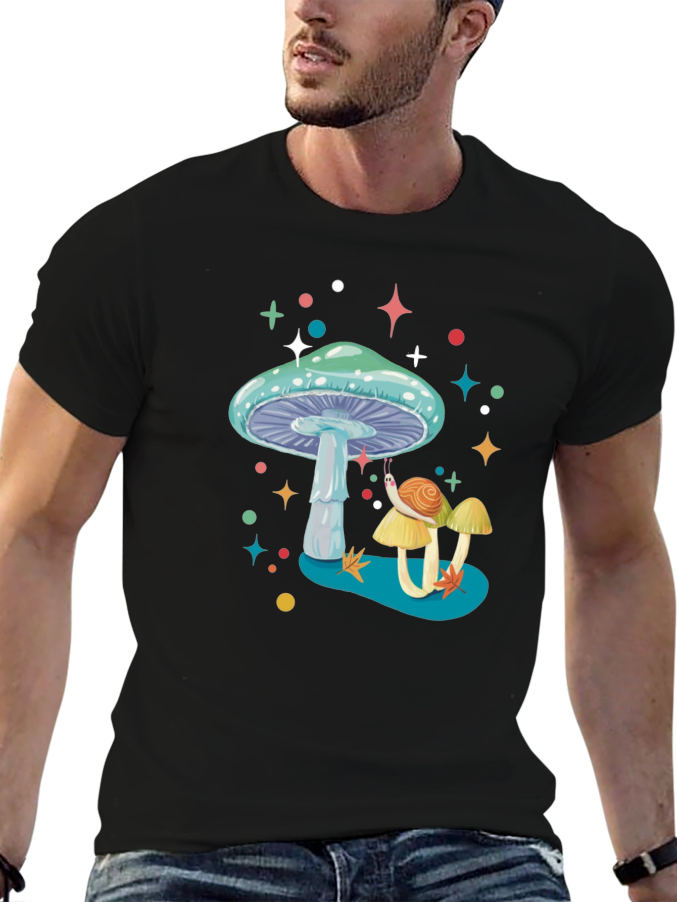 Mushroom & Snail Graphic Tee - Funky Style
