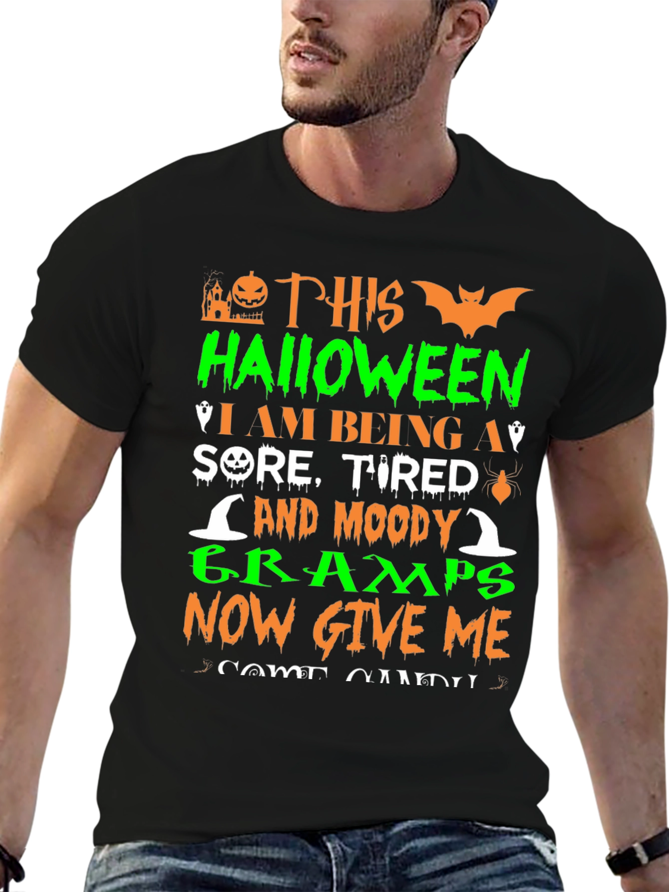 Halloween Gramps T-Shirt Sore Tired Moody Costume Tee