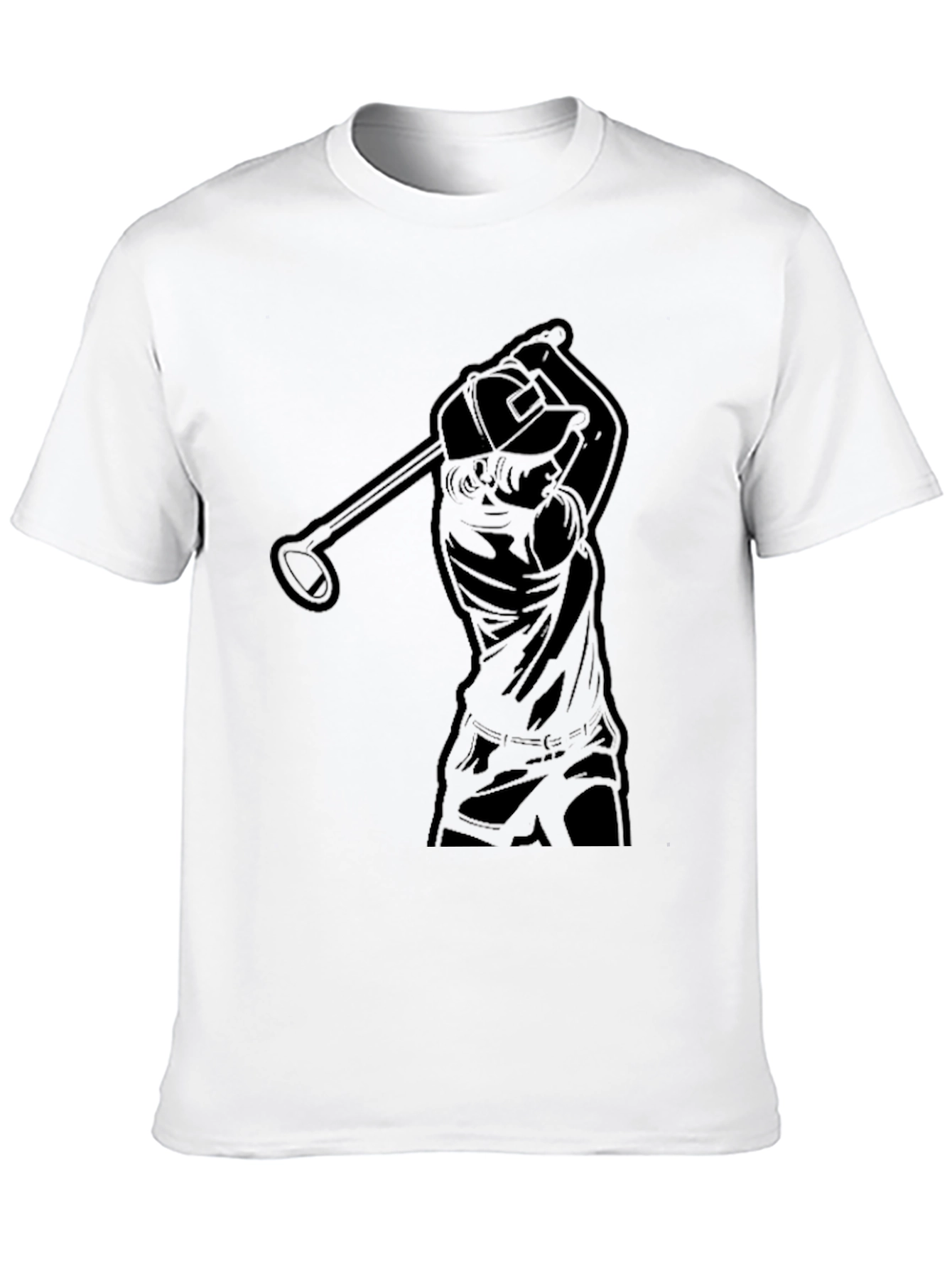 Golfer Silhouette Graphic Tee - Black Cotton