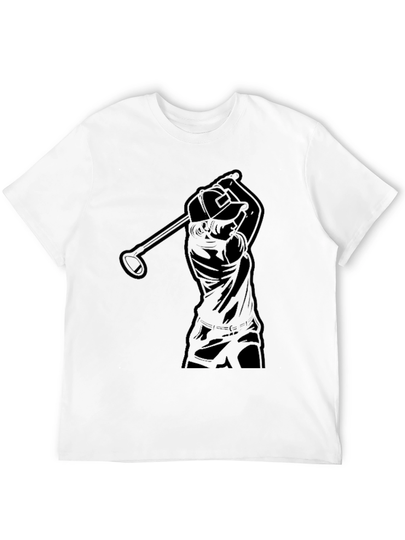 Golfer Silhouette Graphic Tee - Black Cotton