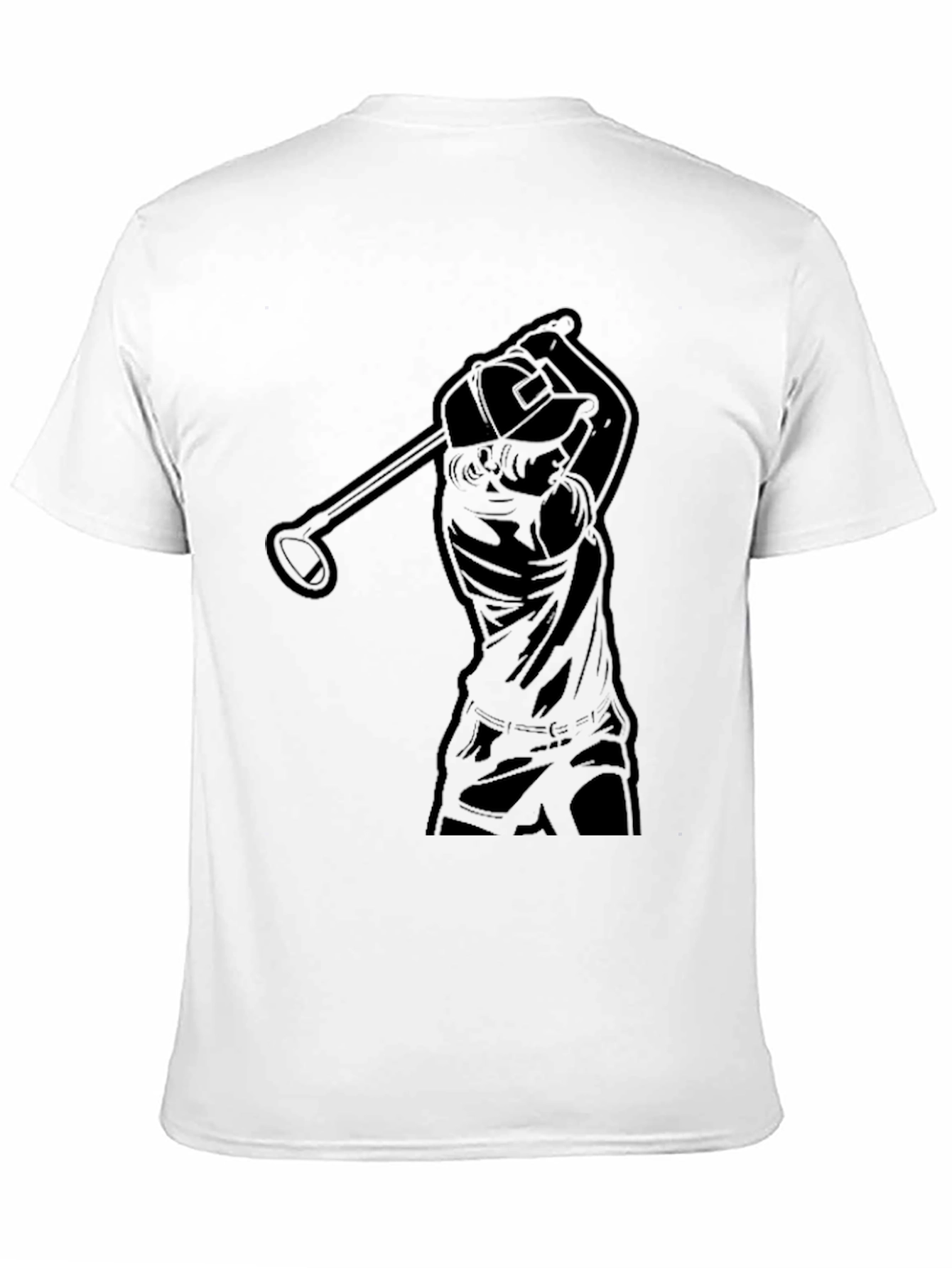 Golfer Silhouette Graphic Tee - Black Cotton