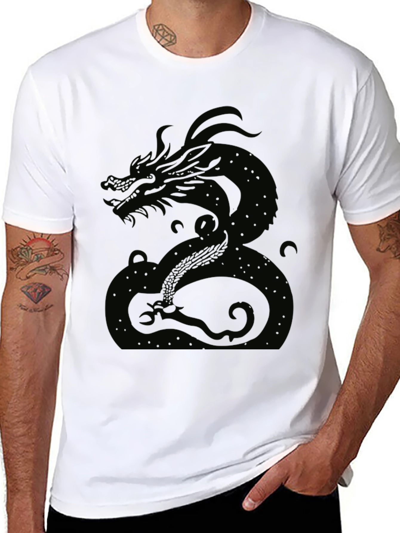 Black Dragon Graphic Tee - Mens Casual Shirt