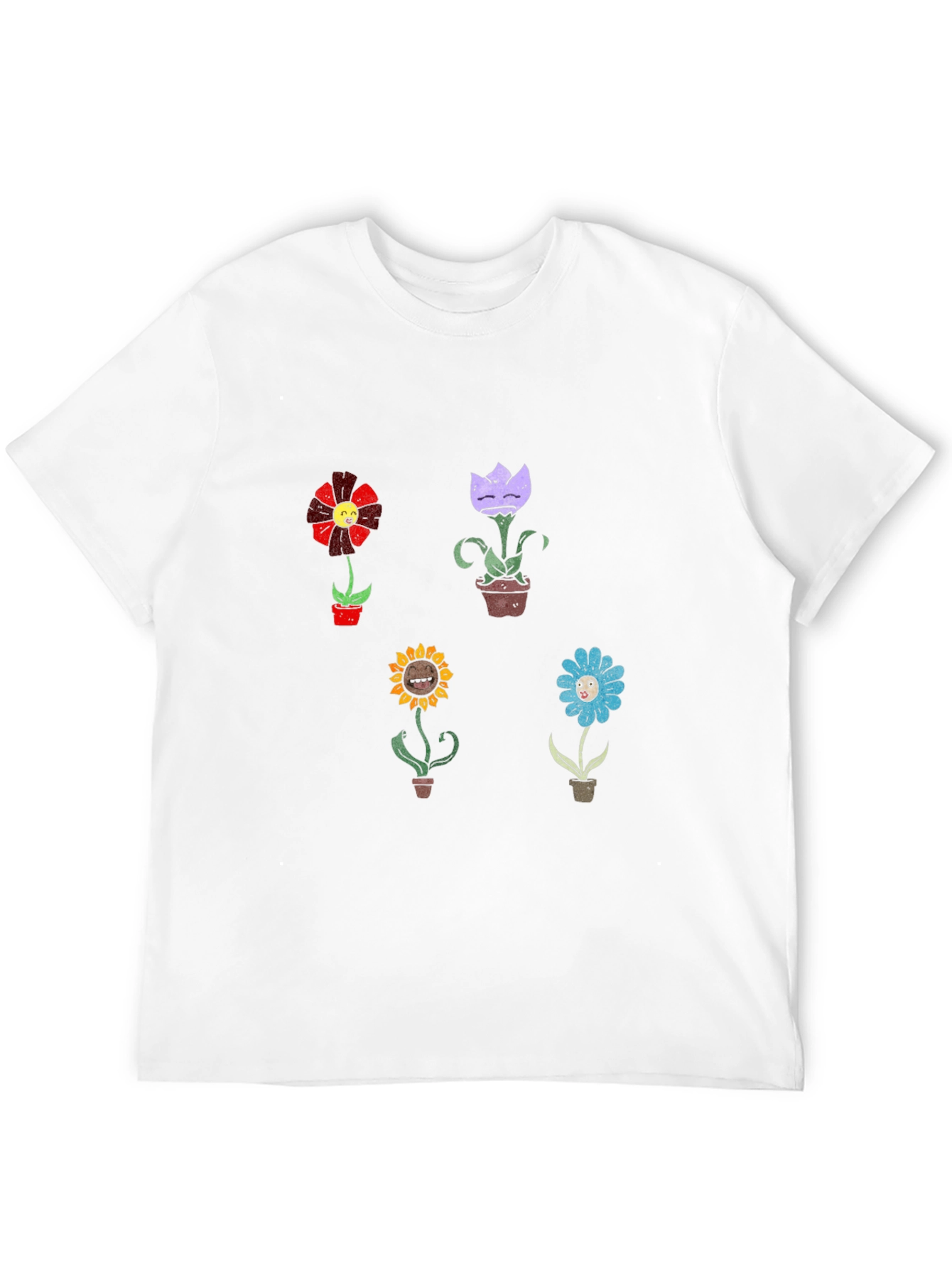 Cartoon Flower Graphic Print Black T-Shirt