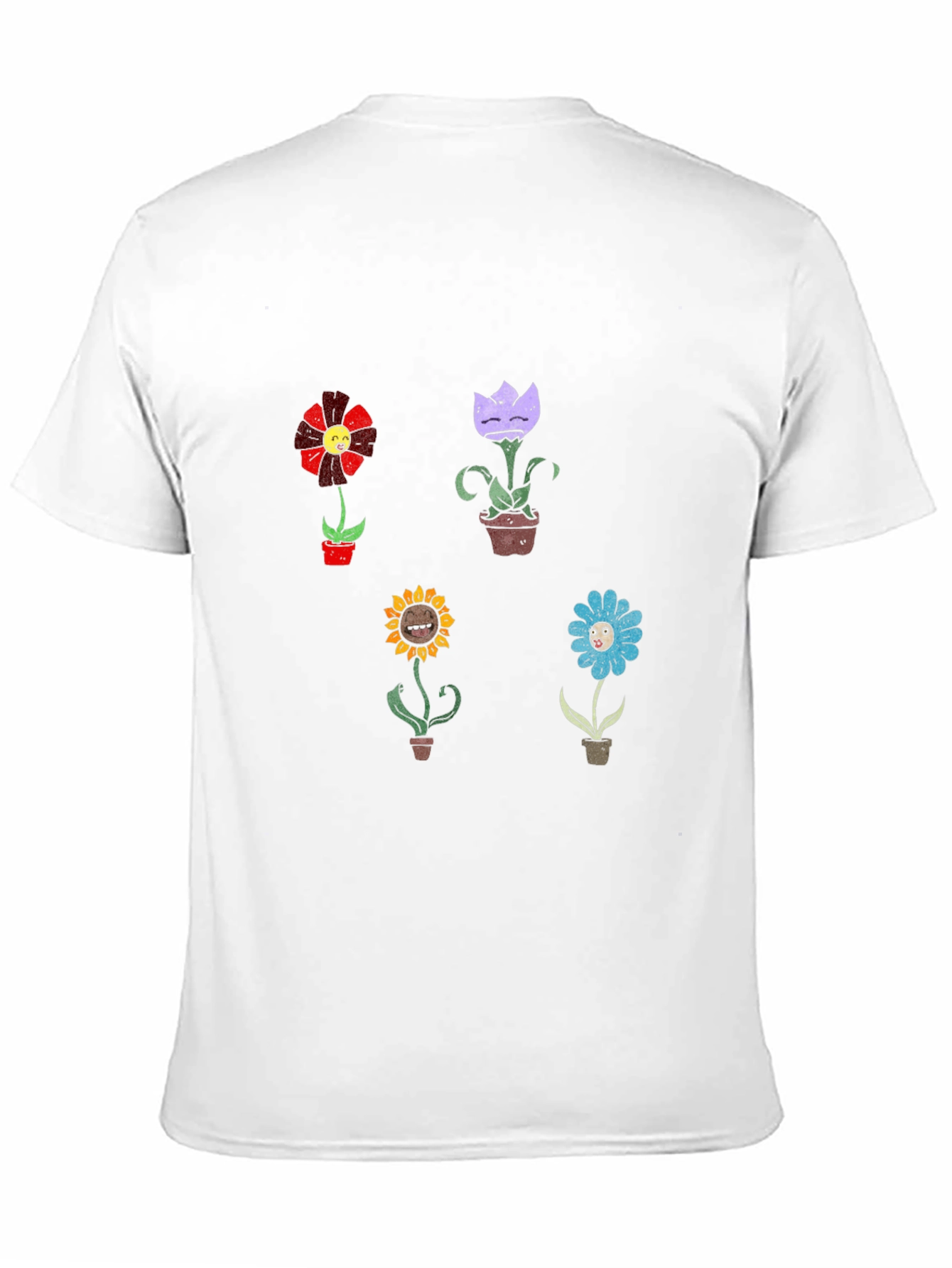 Cartoon Flower Graphic Print Black T-Shirt