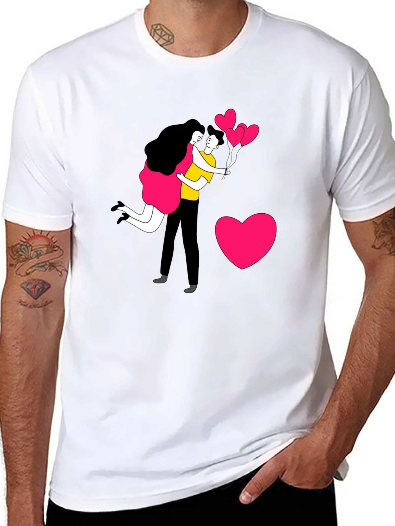 Romantic Couple Graphic Print T-Shirt