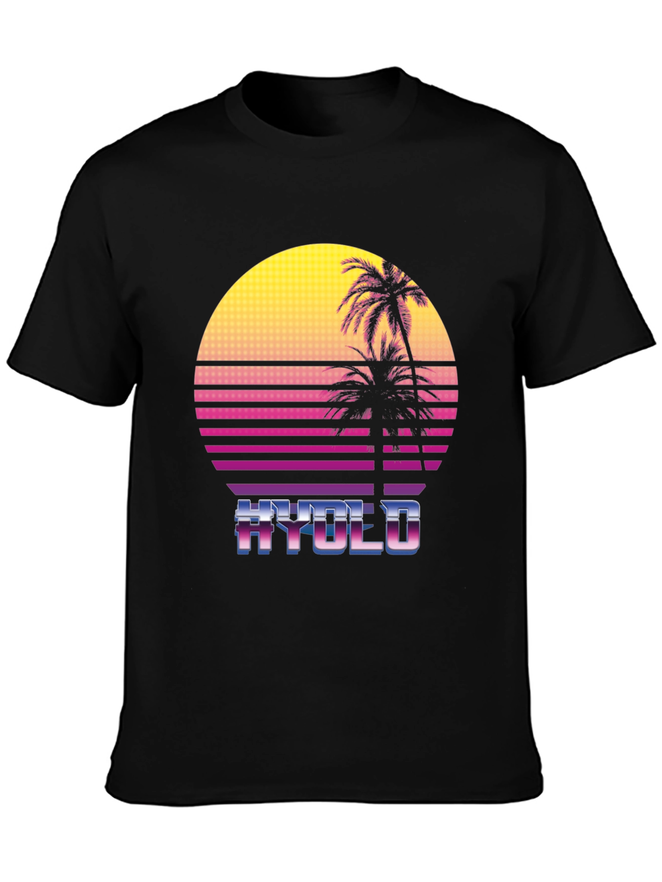 Retro Wave T-Shirt - HYOLO Palm Sunset Design