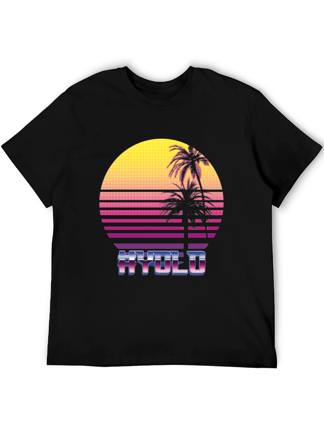 Retro Wave T-Shirt - HYOLO Palm Sunset Design