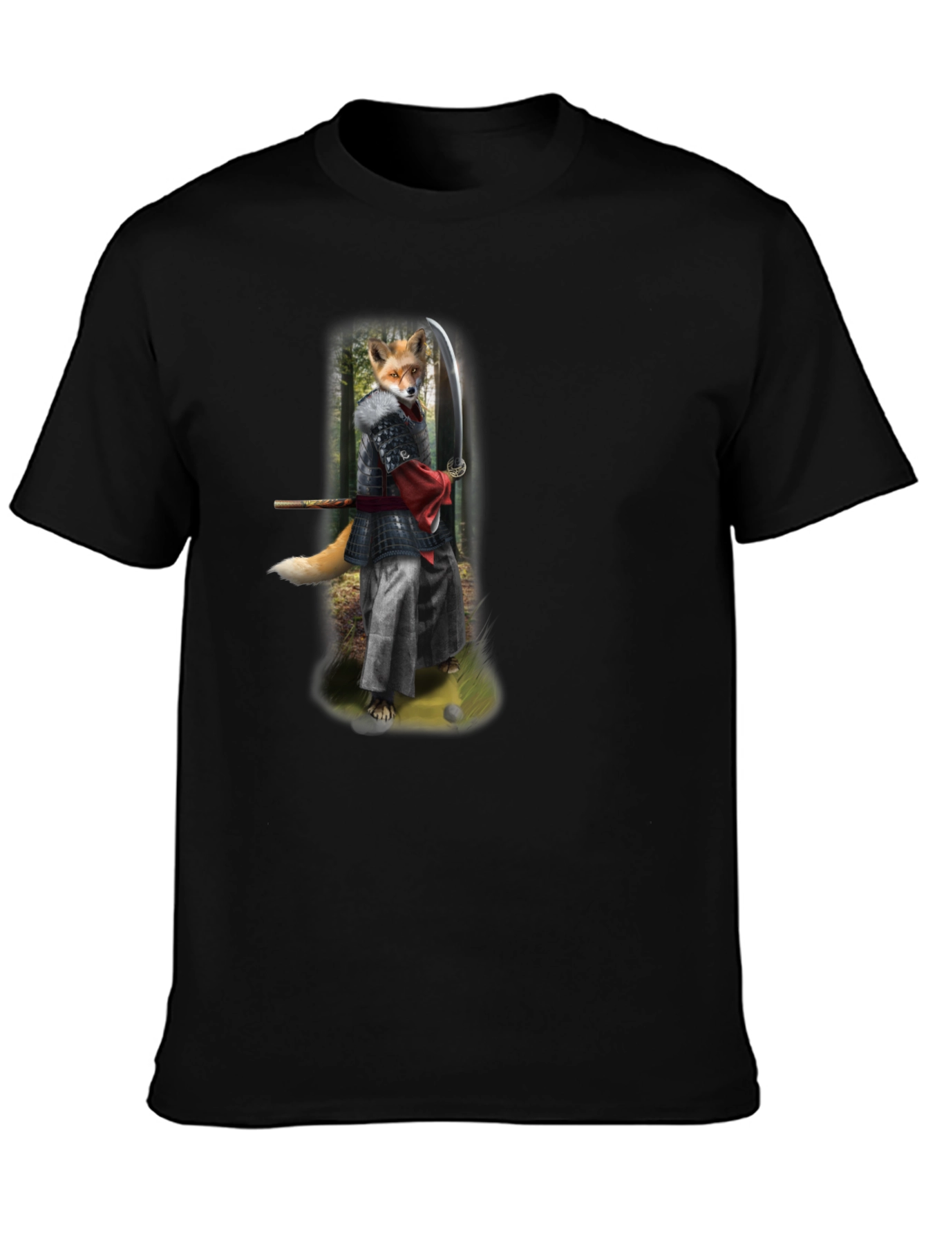 Samurai Fox Graphic Tee - Mens Black T-Shirt