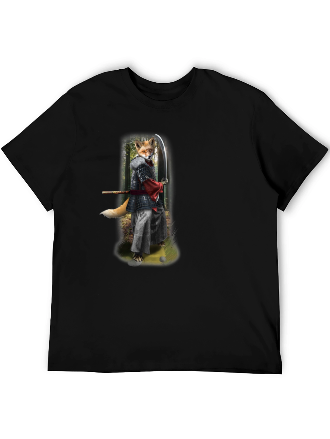 Samurai Fox Graphic Tee - Mens Black T-Shirt