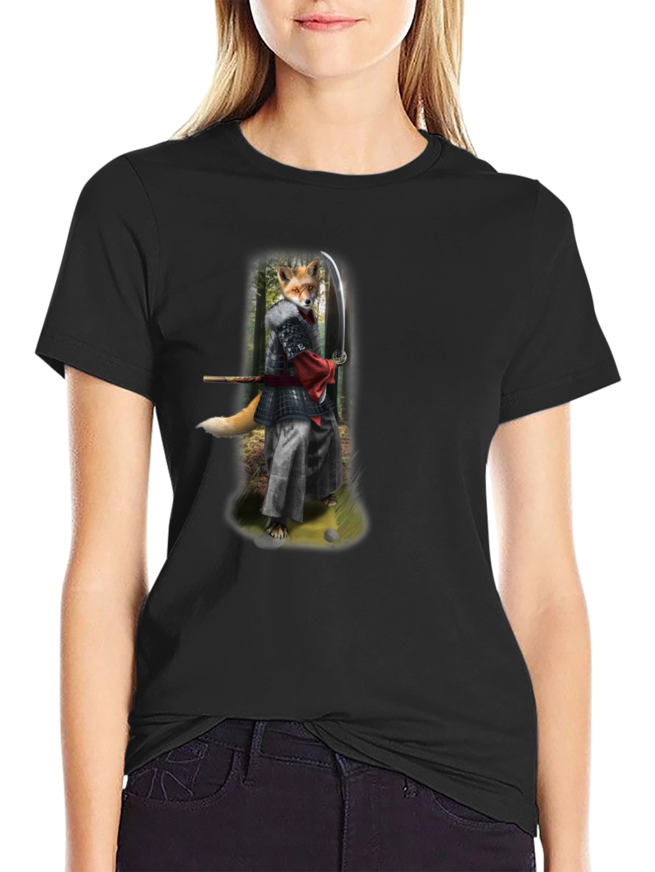 Samurai Fox Graphic Tee - Mens Black T-Shirt