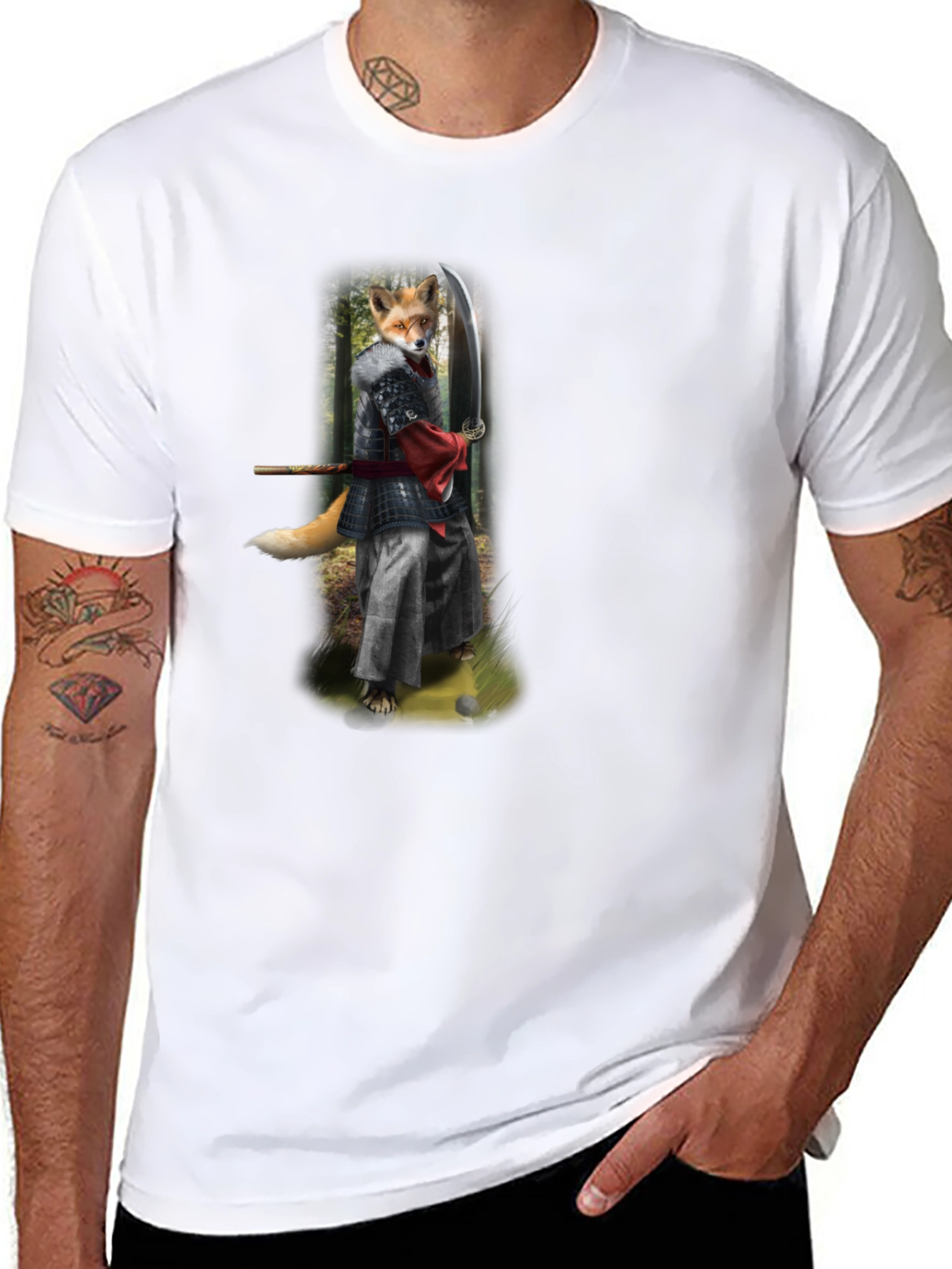 Samurai Fox Graphic Tee - Mens Black T-Shirt