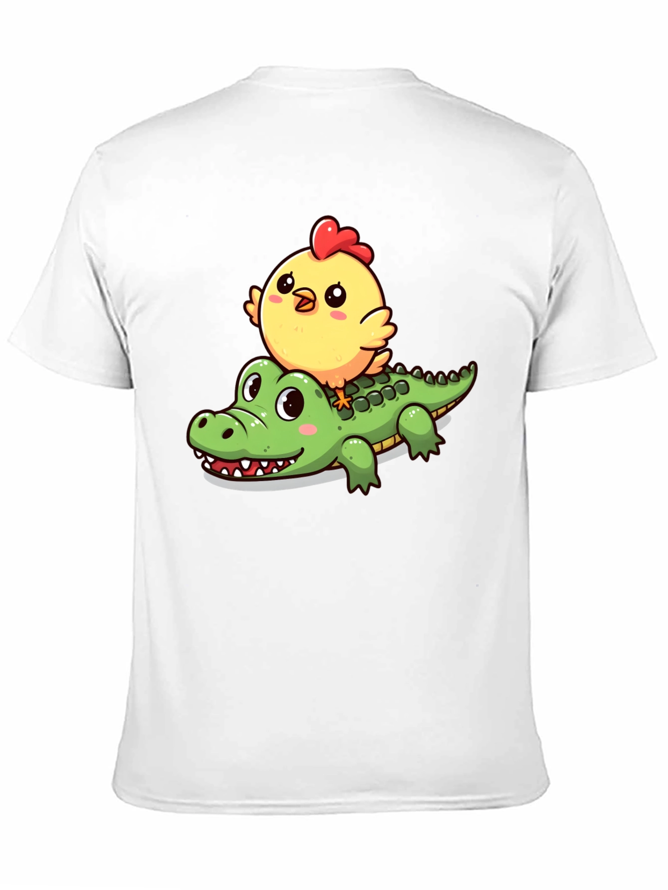 Cute Cartoon Animal T-Shirt: Chicken Riding Alligator