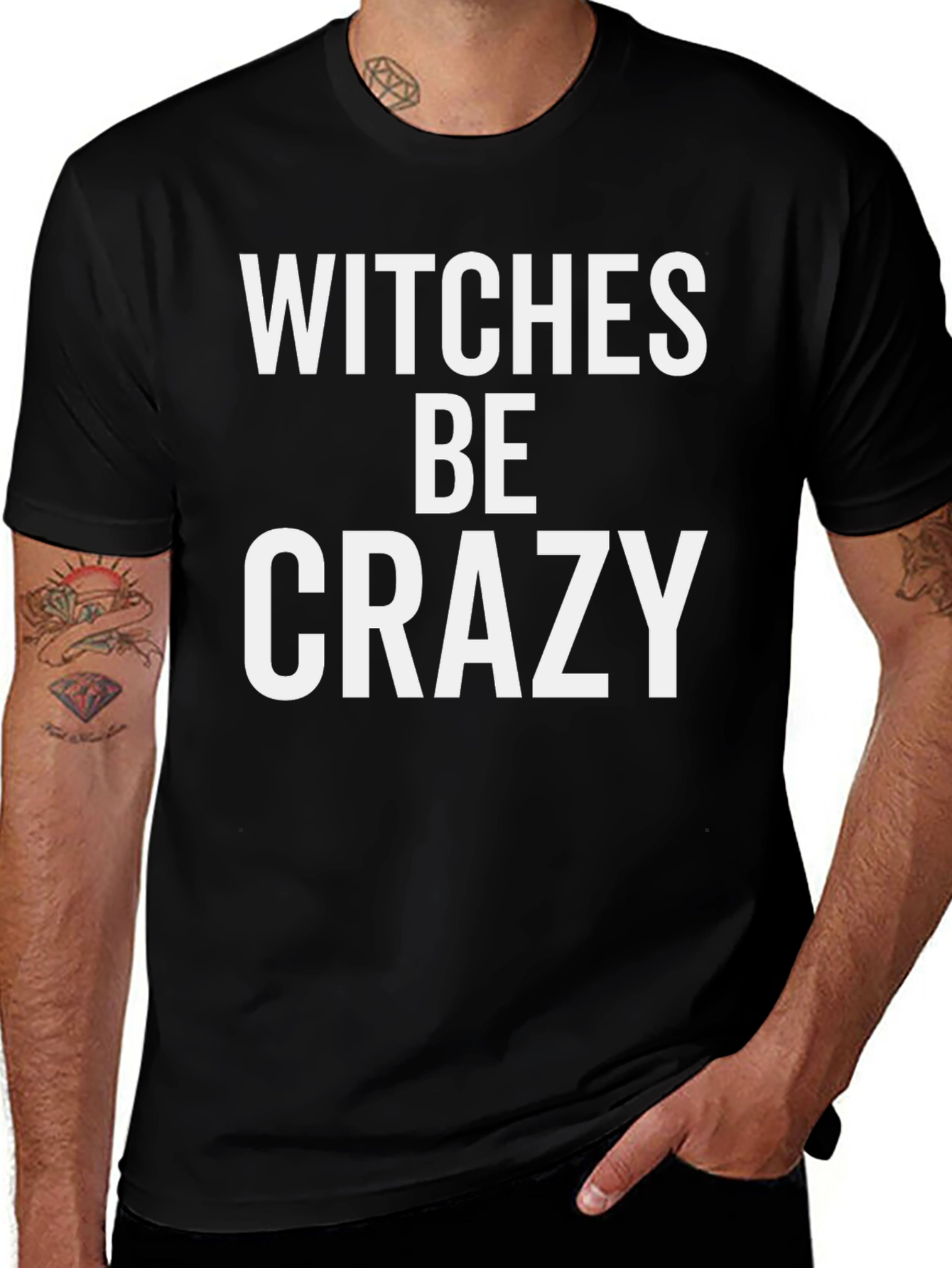 Witches Be Crazy Graphic Tee - Black Cotton T-Shirt