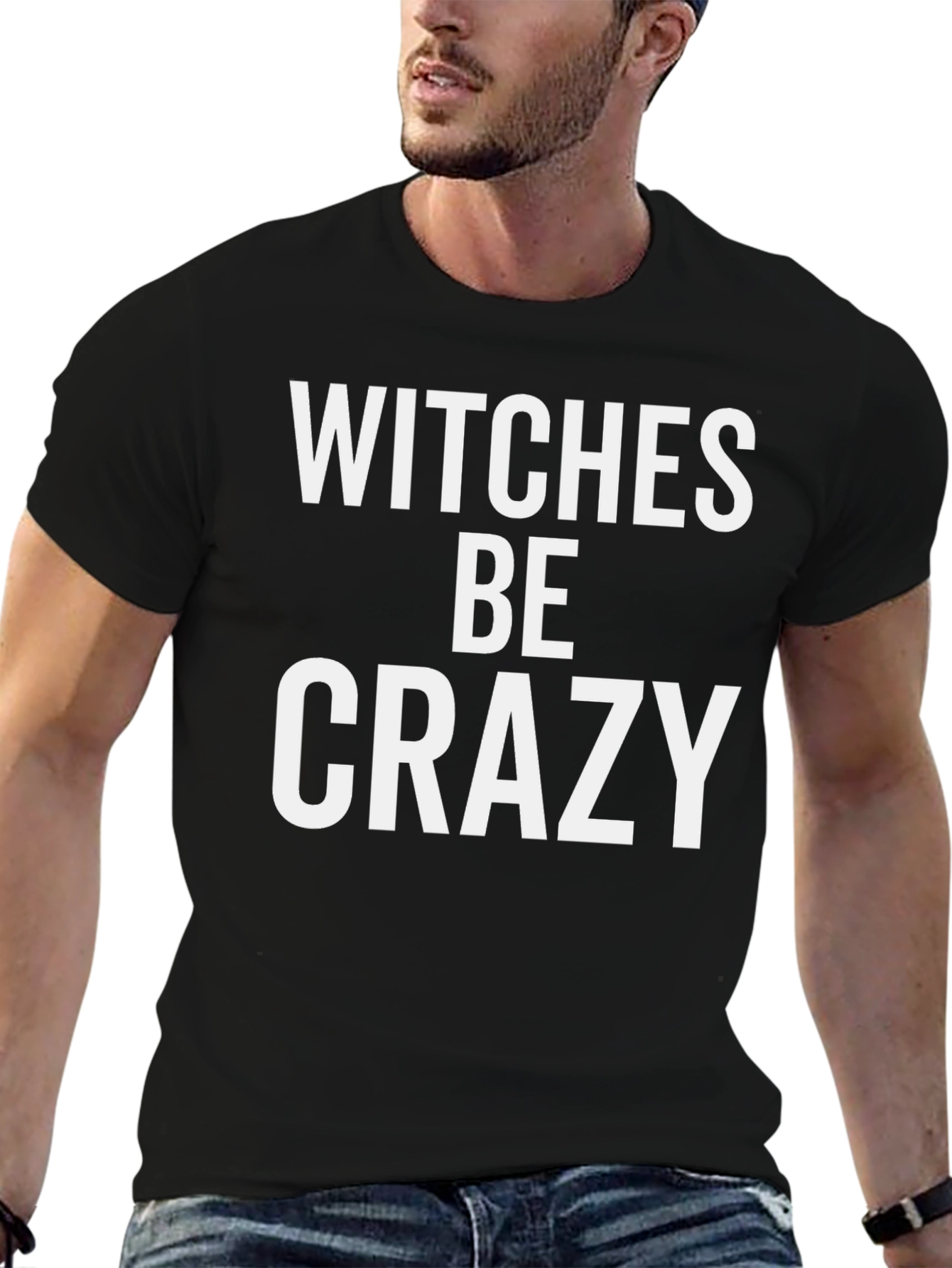 Witches Be Crazy Graphic Tee - Black Cotton T-Shirt