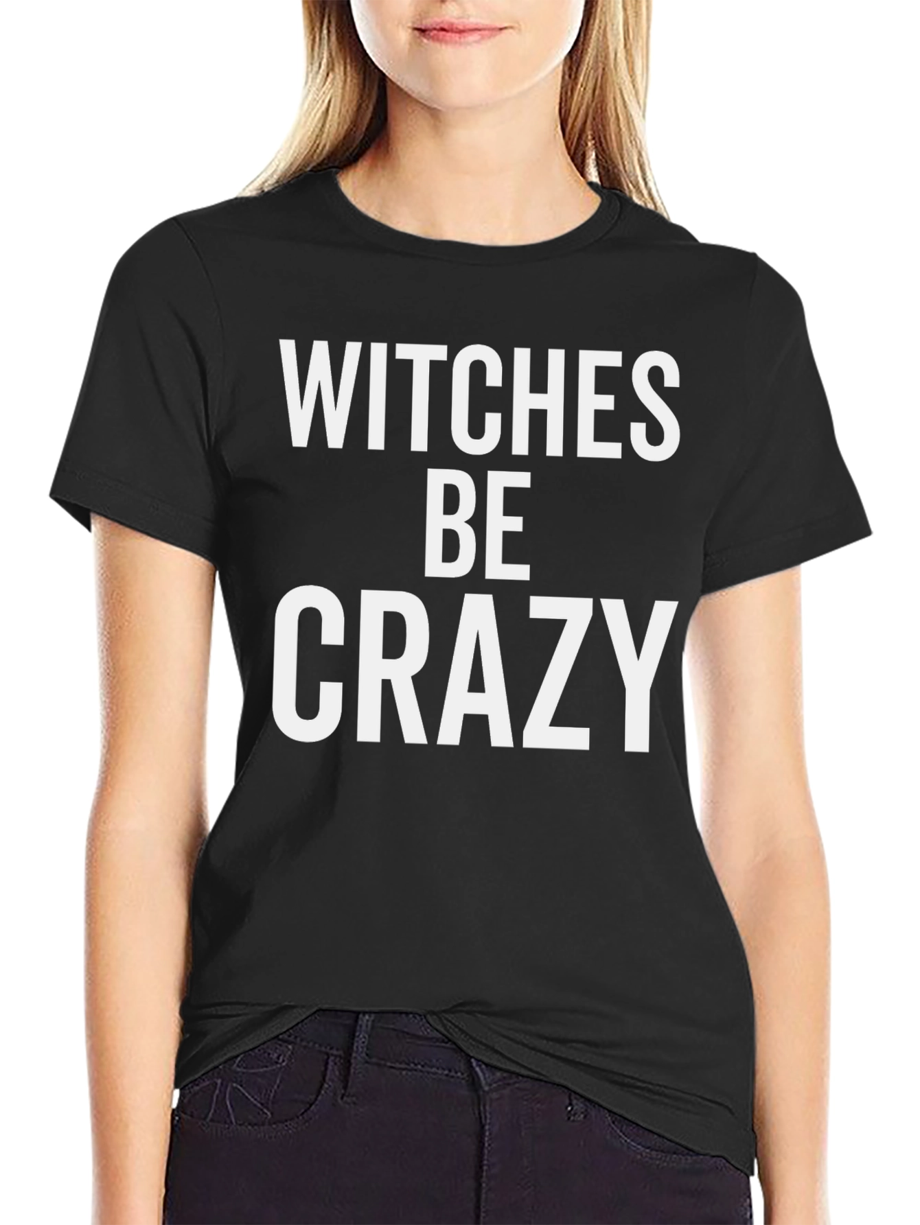 Witches Be Crazy Graphic Tee - Black Cotton T-Shirt