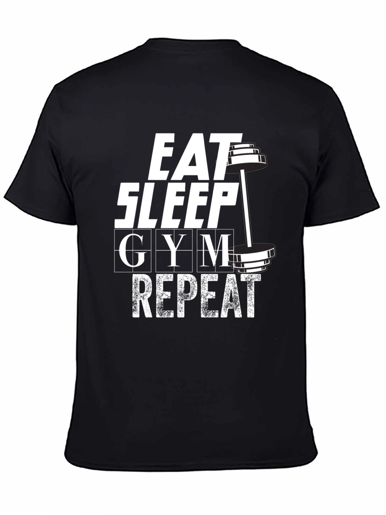 Eat Sleep Gym Repeat Graphic T-Shirt - Black