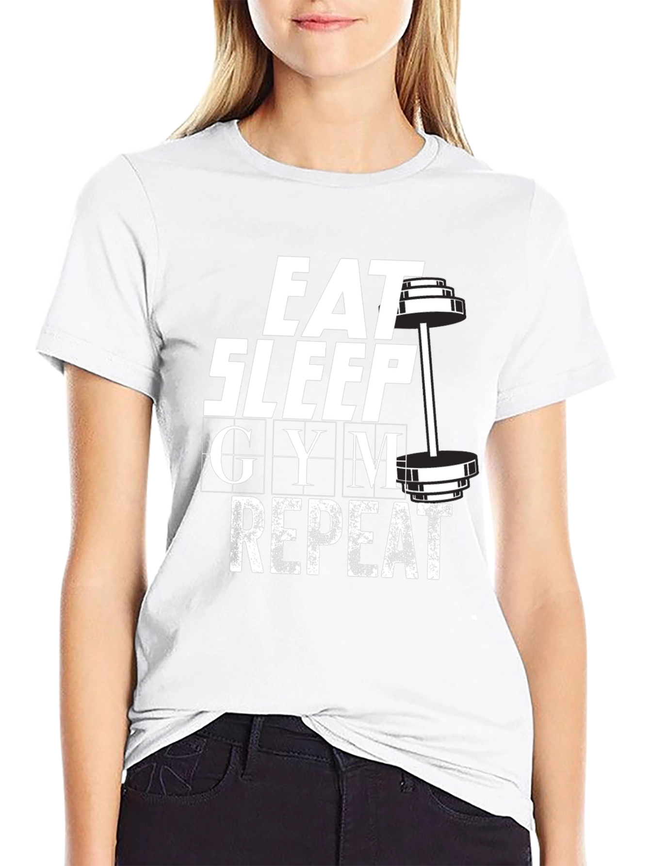 Eat Sleep Gym Repeat Graphic T-Shirt - Black