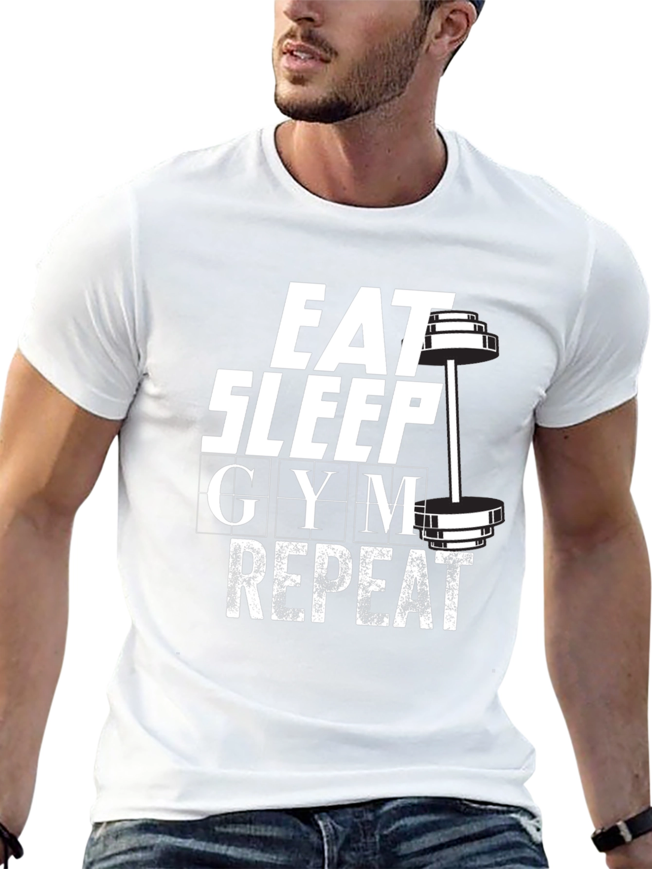 Eat Sleep Gym Repeat Graphic T-Shirt - Black