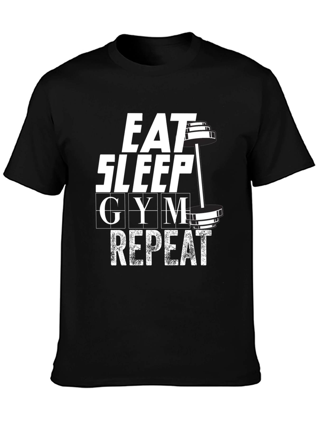 Eat Sleep Gym Repeat Graphic T-Shirt - Black