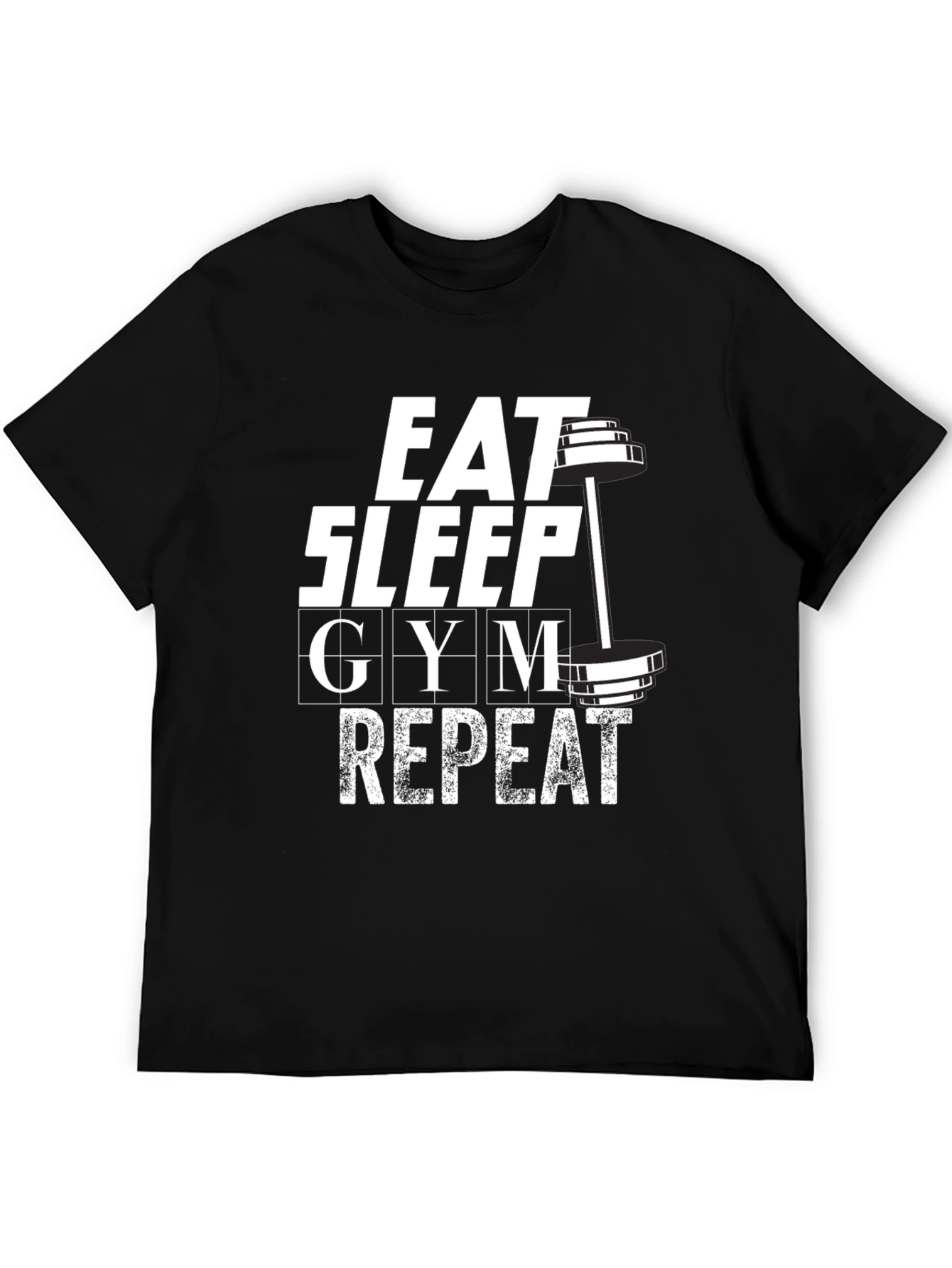 Eat Sleep Gym Repeat Graphic T-Shirt - Black