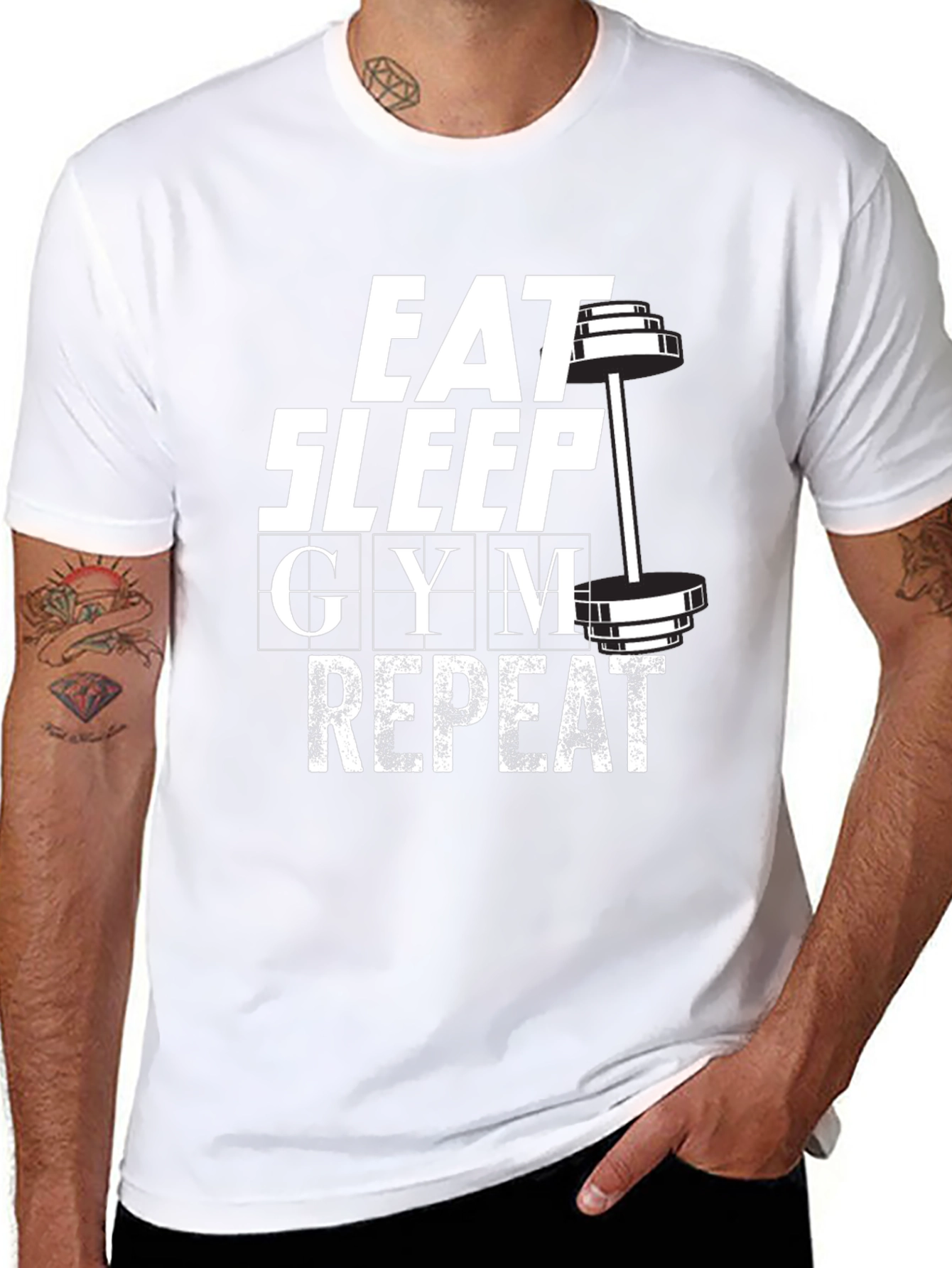 Eat Sleep Gym Repeat Graphic T-Shirt - Black