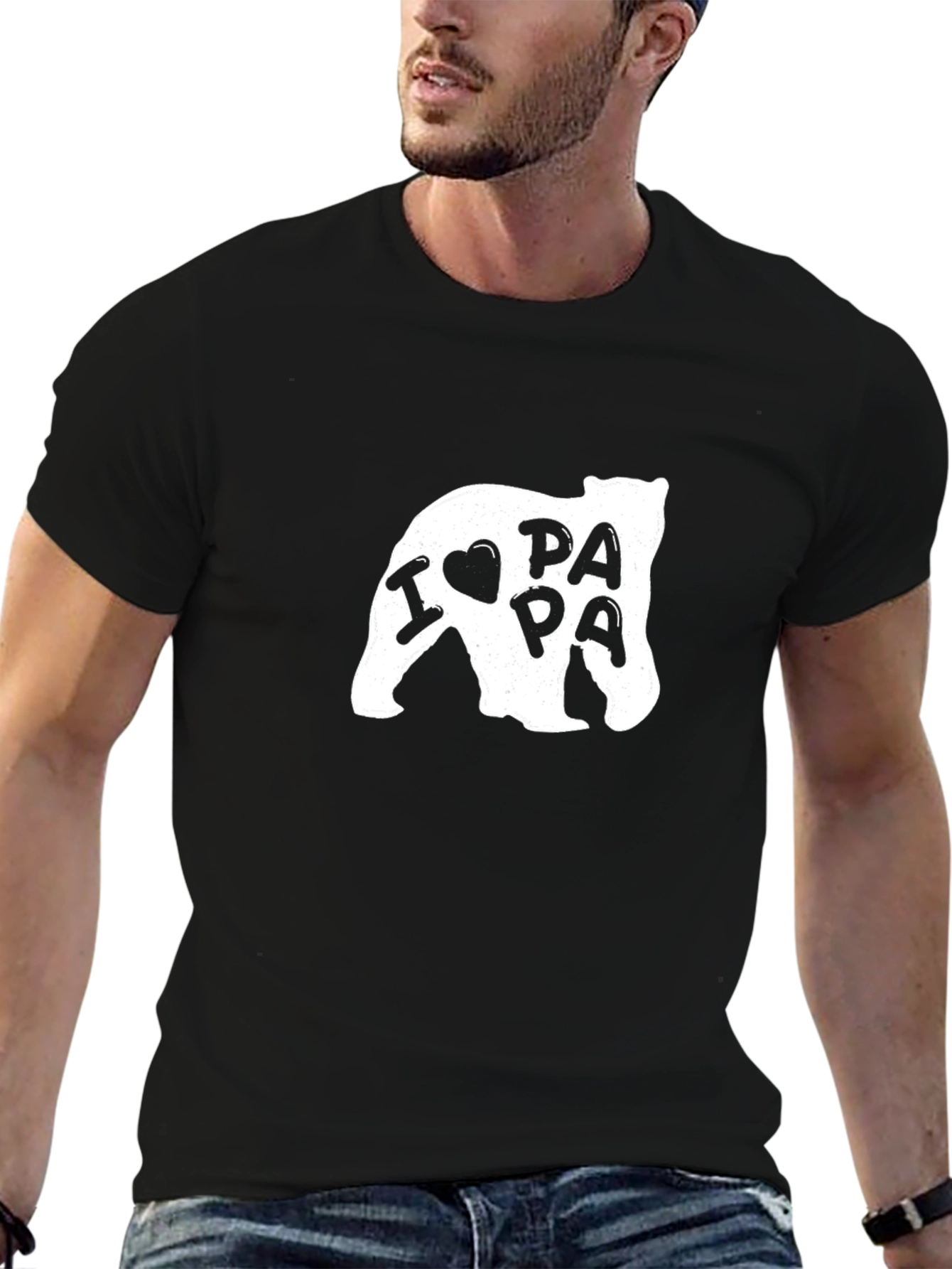 I Heart Papa Bear Graphic Tee - Black