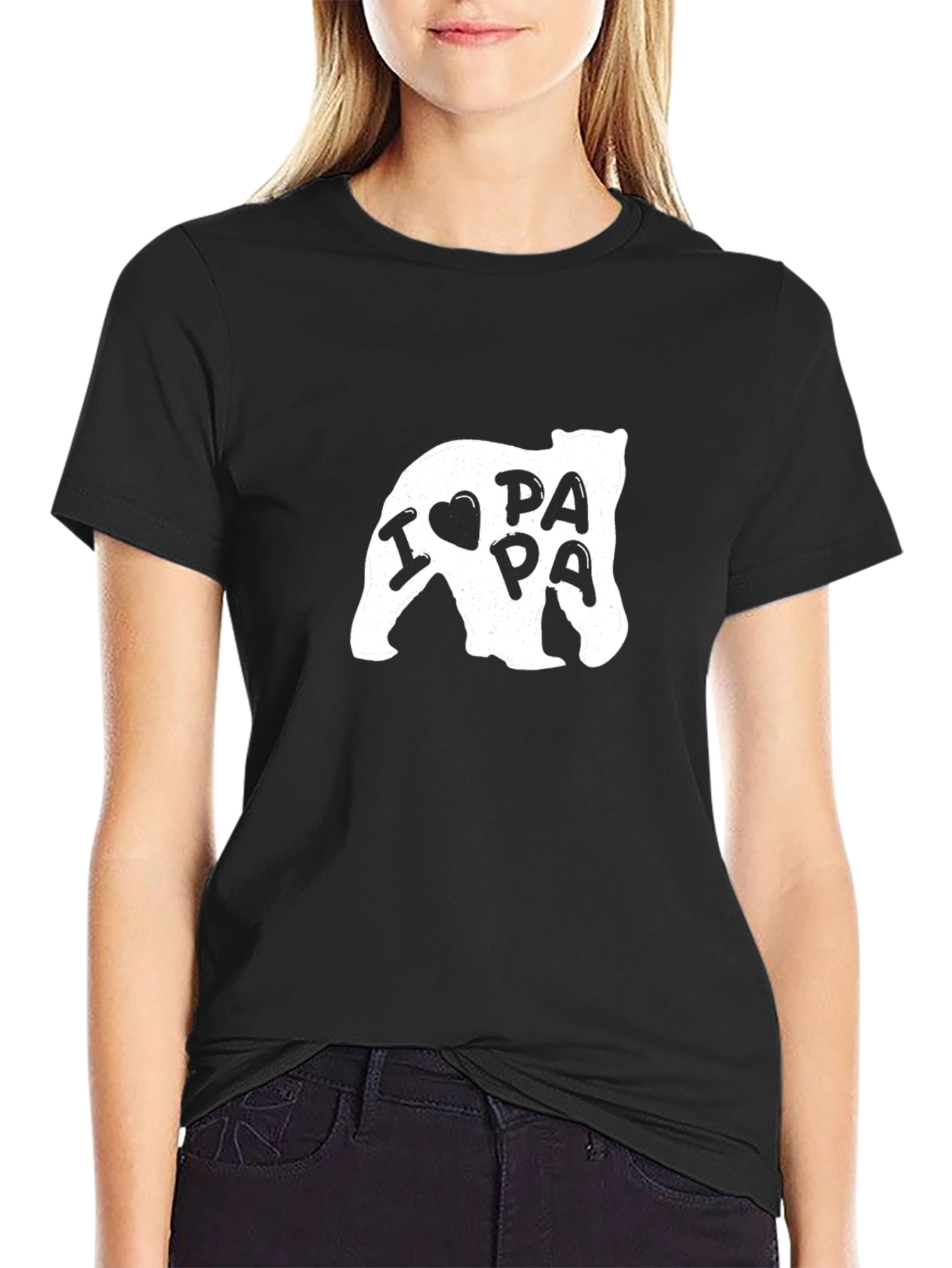 I Heart Papa Bear Graphic Tee - Black