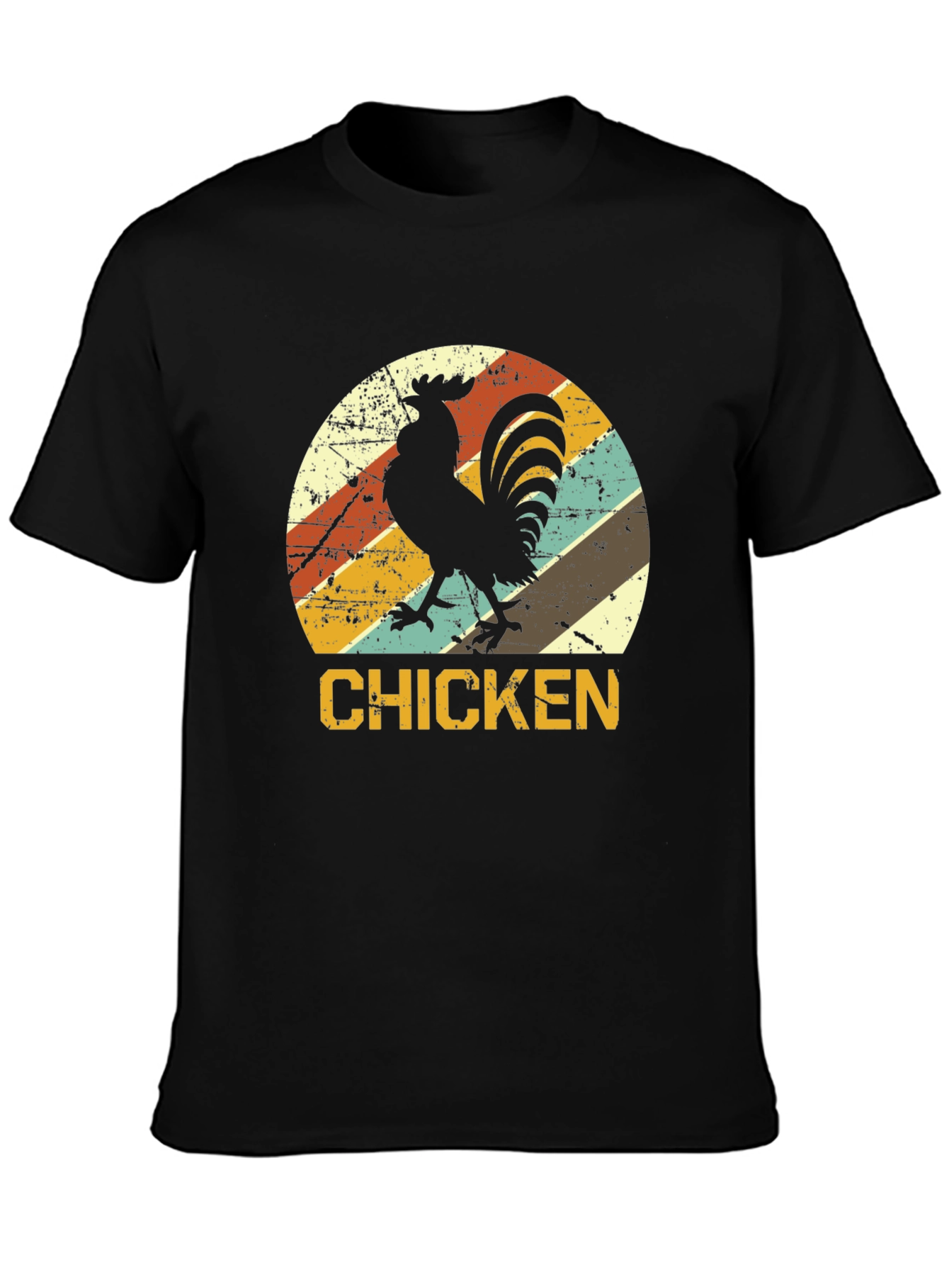 Retro Chicken Graphic T-Shirt - Black