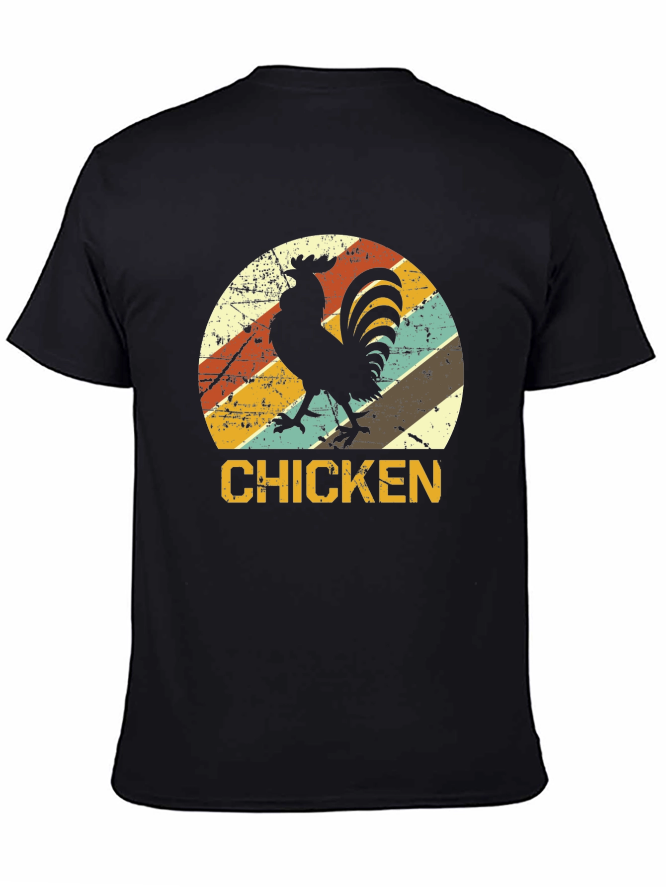 Retro Chicken Graphic T-Shirt - Black