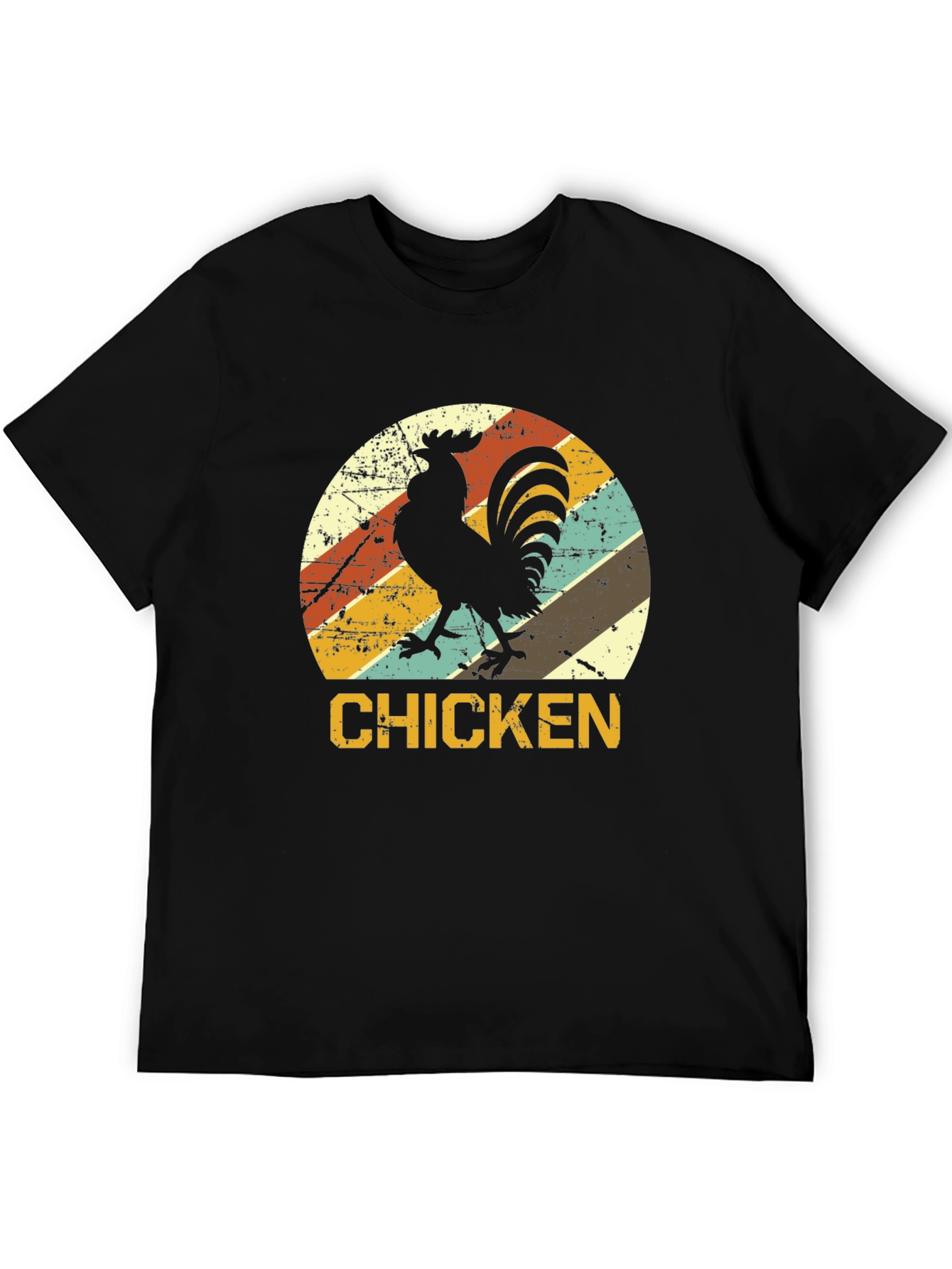 Retro Chicken Graphic T-Shirt - Black