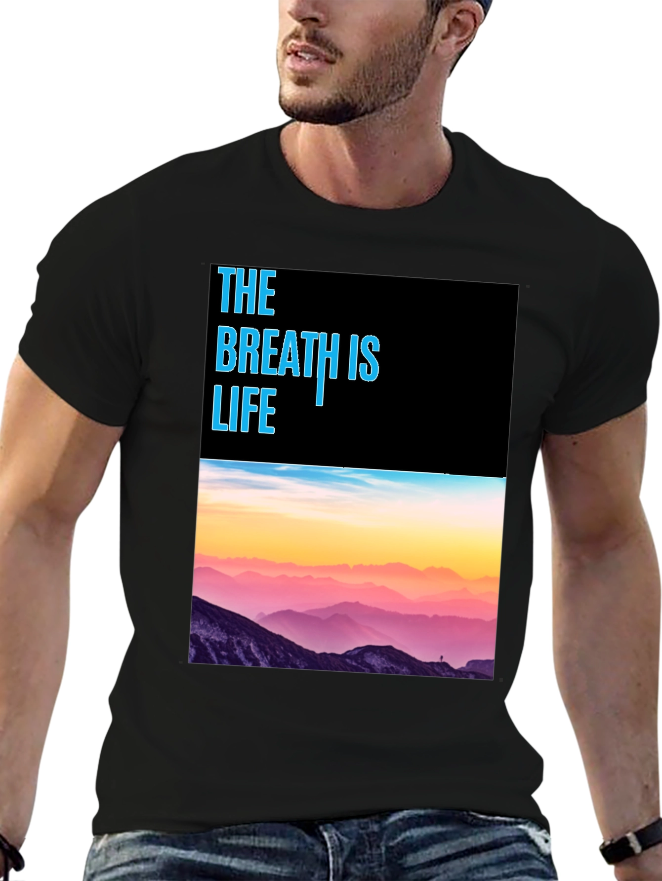 Breath is Life Graphic Tee - Mountain Scene