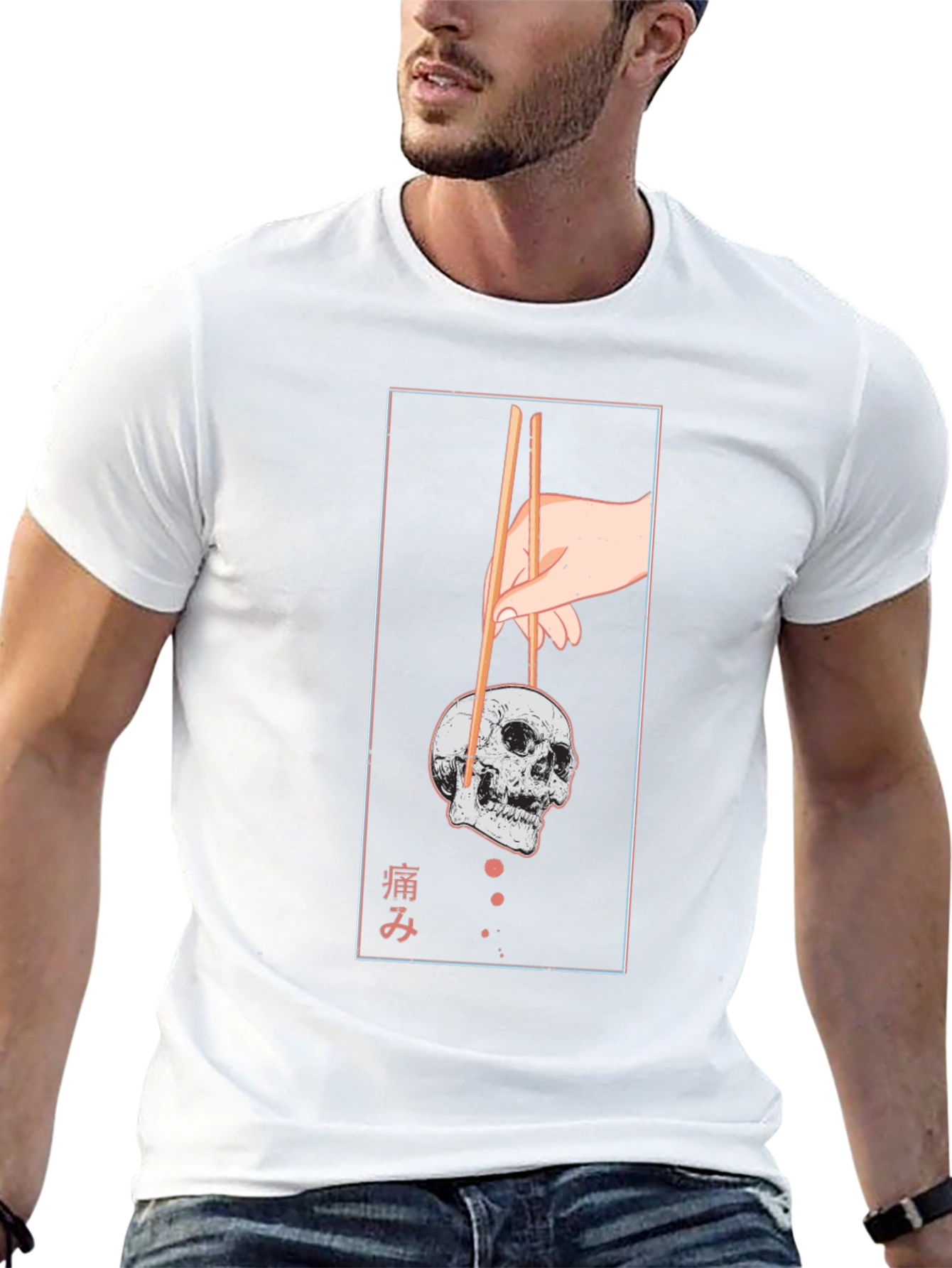 Skull Chopsticks Graphic T-Shirt