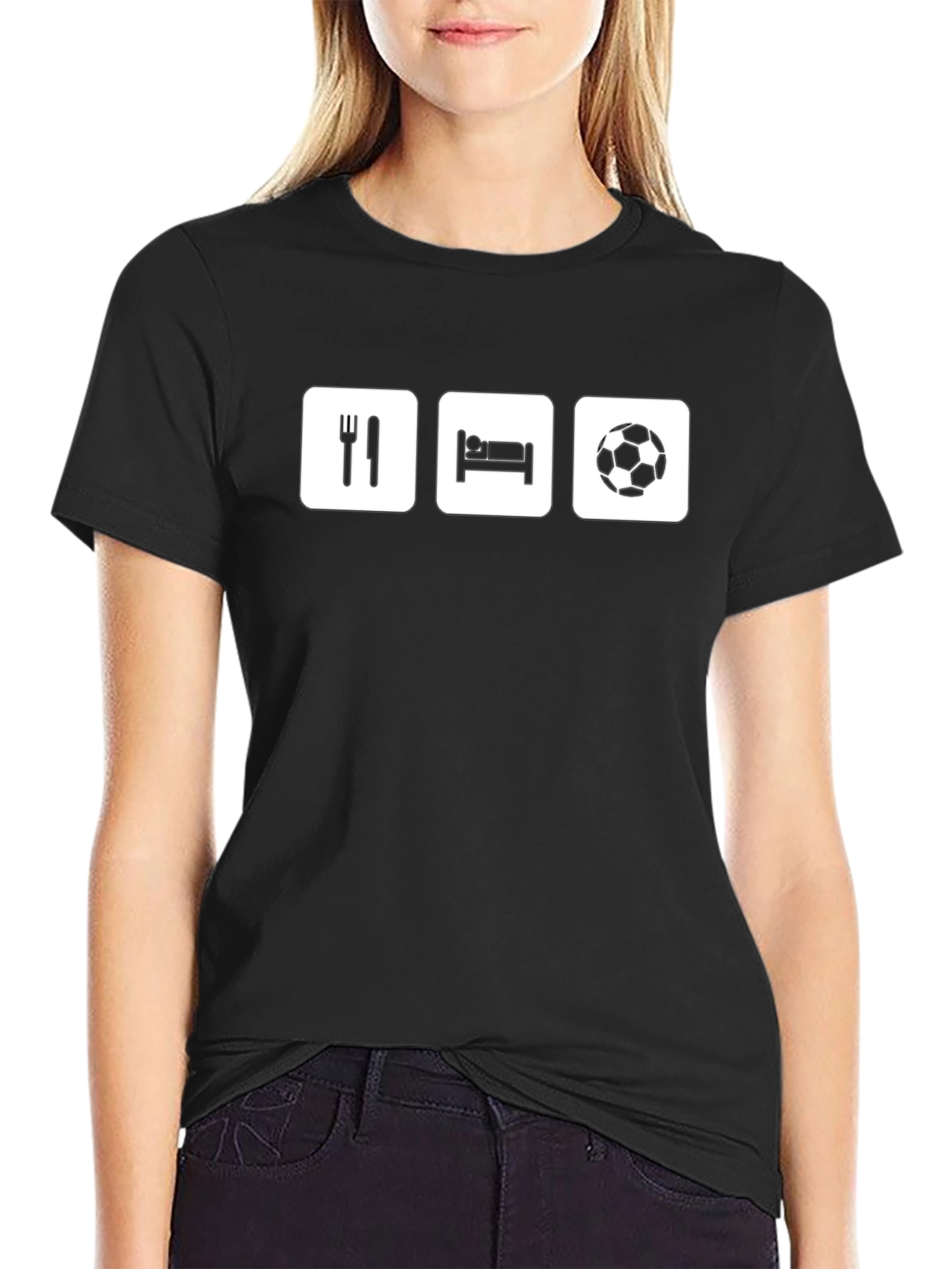 Eat Sleep Soccer Black Graphic T-Shirt