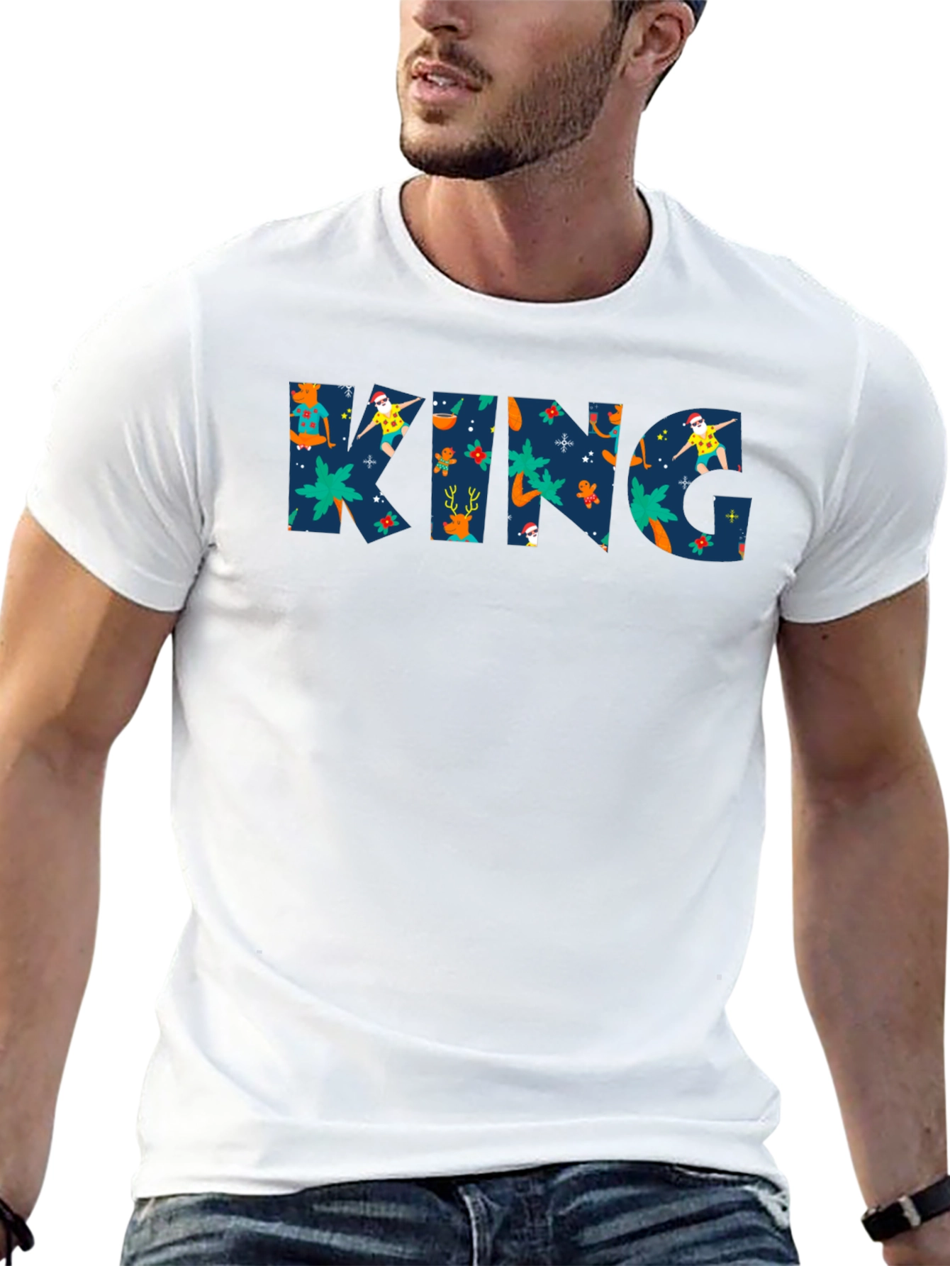 KING Christmas Pattern Tee - Holiday Style