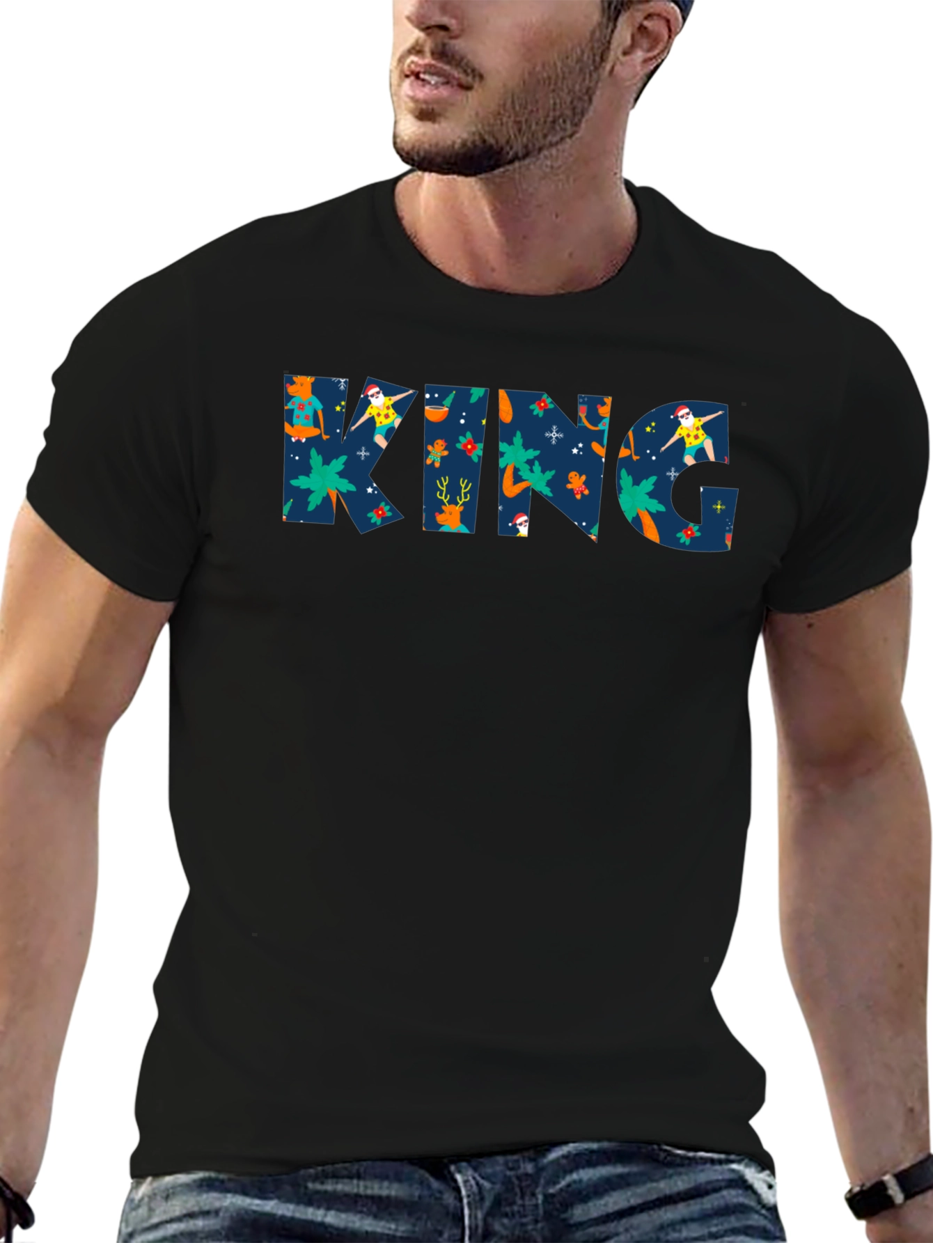 KING Christmas Pattern Tee - Holiday Style