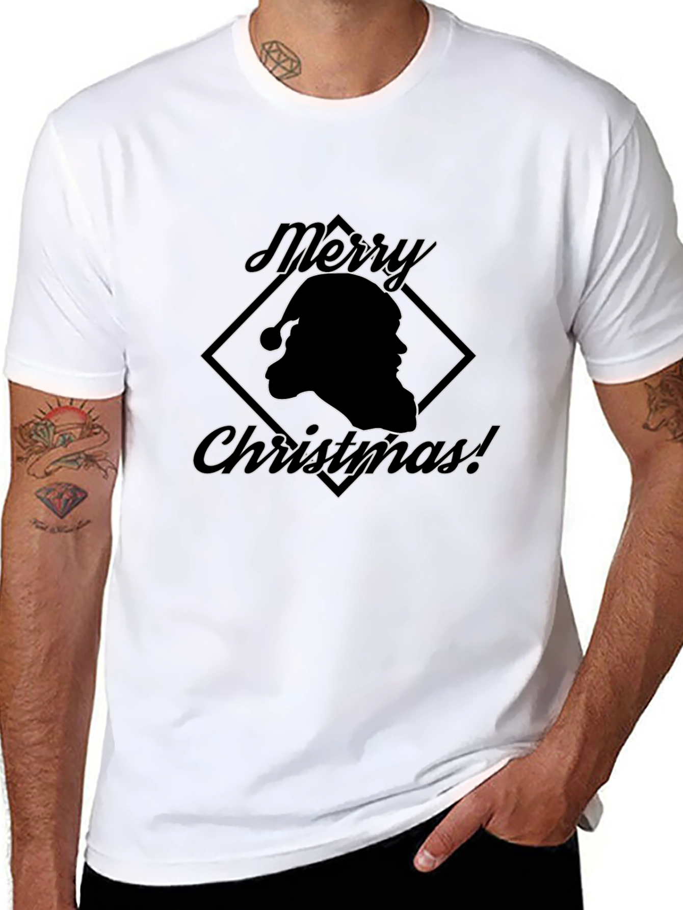 Merry Christmas Santa T-Shirt - Black Holiday Tee