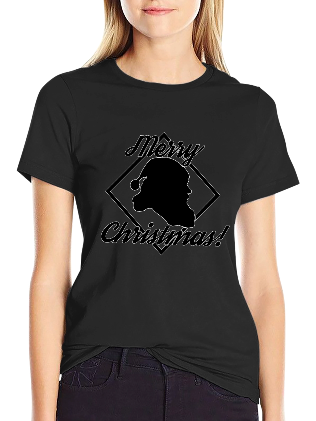 Merry Christmas Santa T-Shirt - Black Holiday Tee